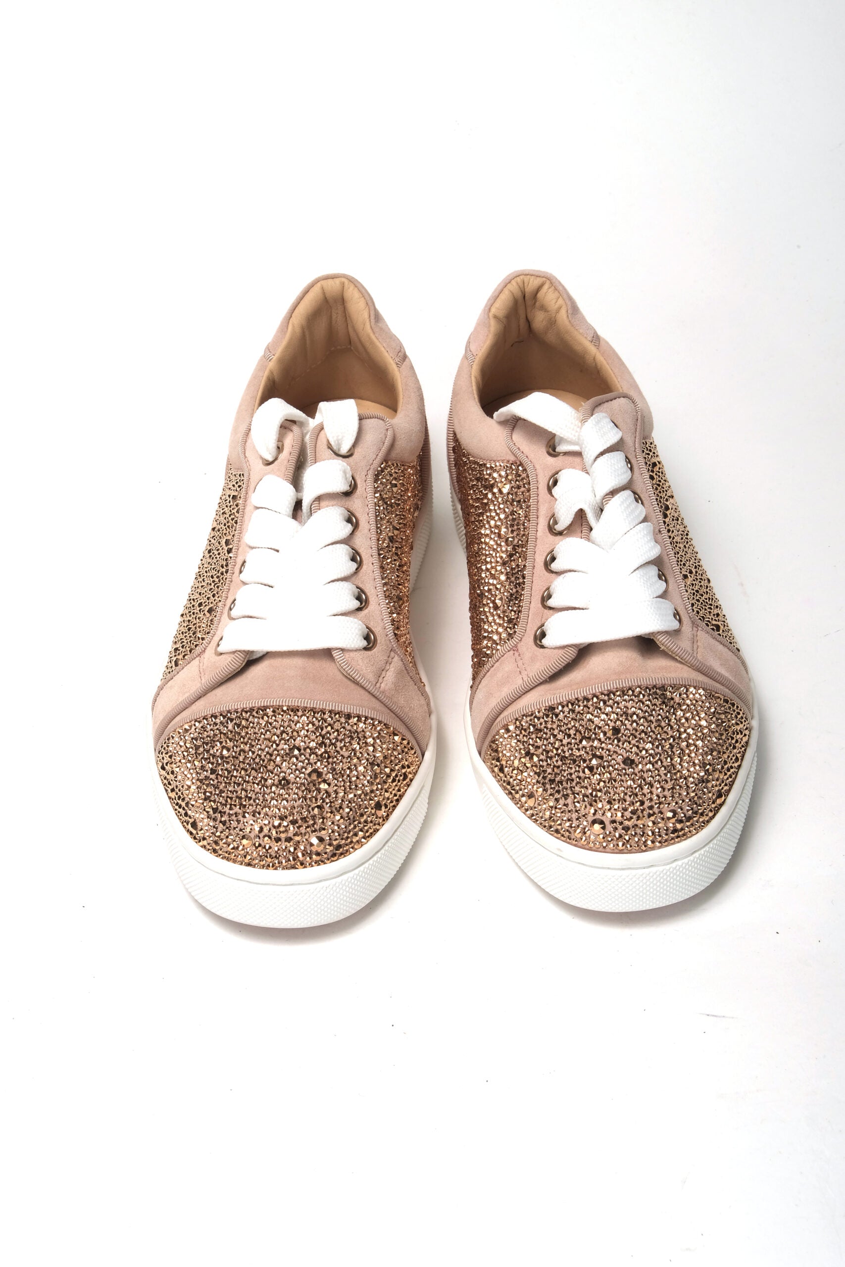 Christian Louboutin Antoinette Rose Gold Embellished Sneakers - DEA STILOSA MILANO