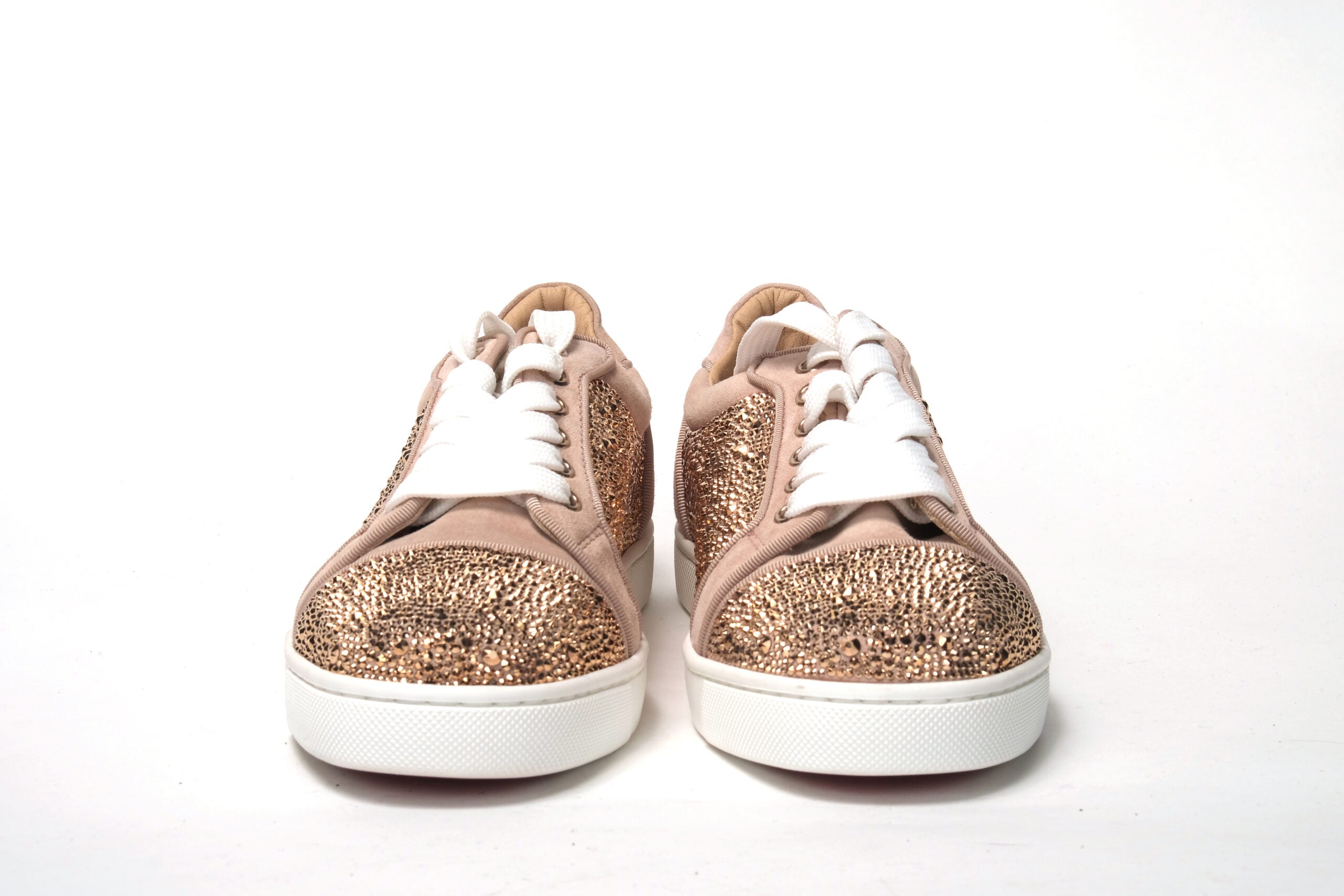 Christian Louboutin Antoinette Rose Gold Embellished Sneakers - DEA STILOSA MILANO