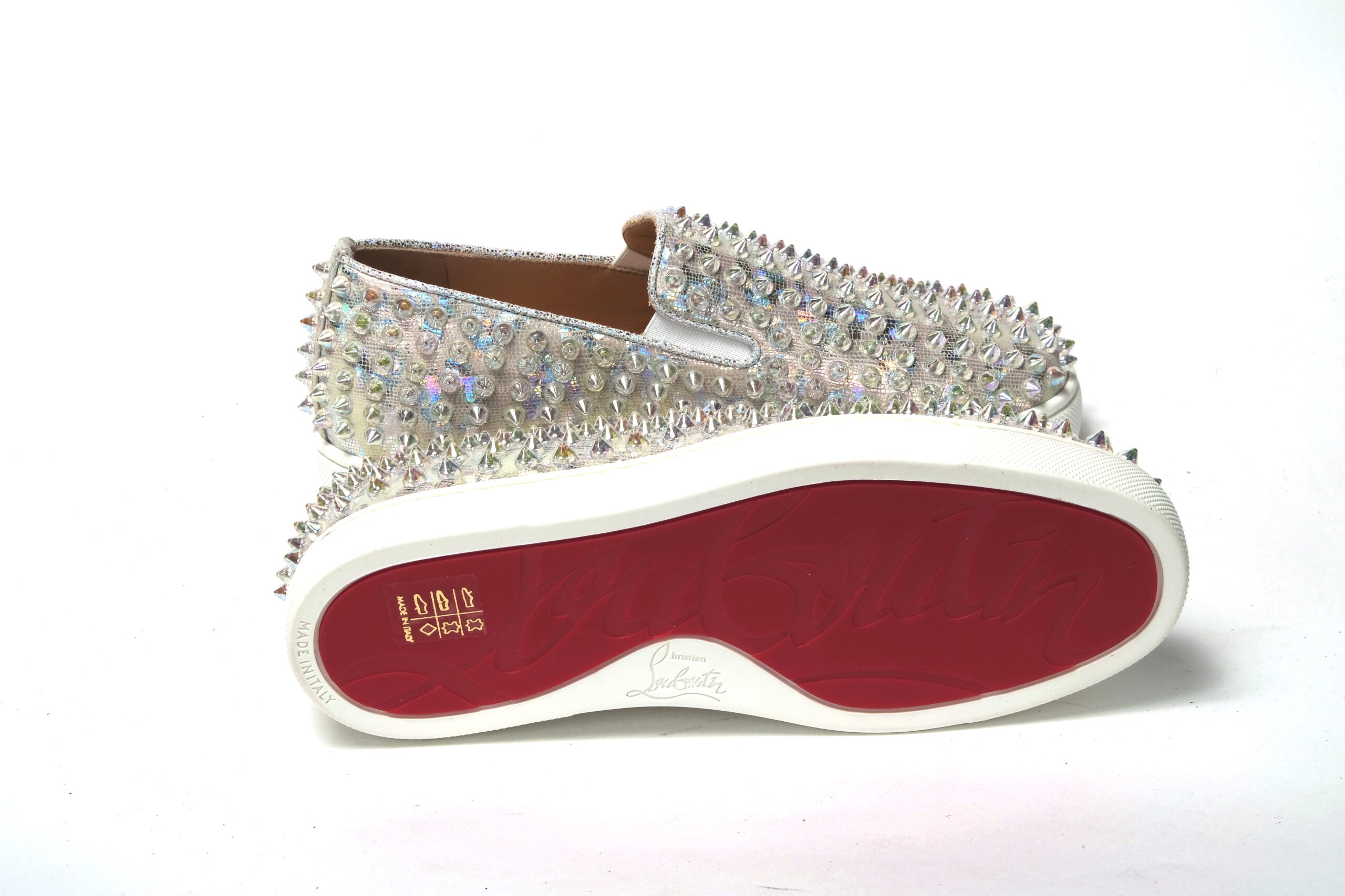 Christian Louboutin White Ab/Clear Ab Roller Boat Woman Flat Sneaker - DEA STILOSA MILANO