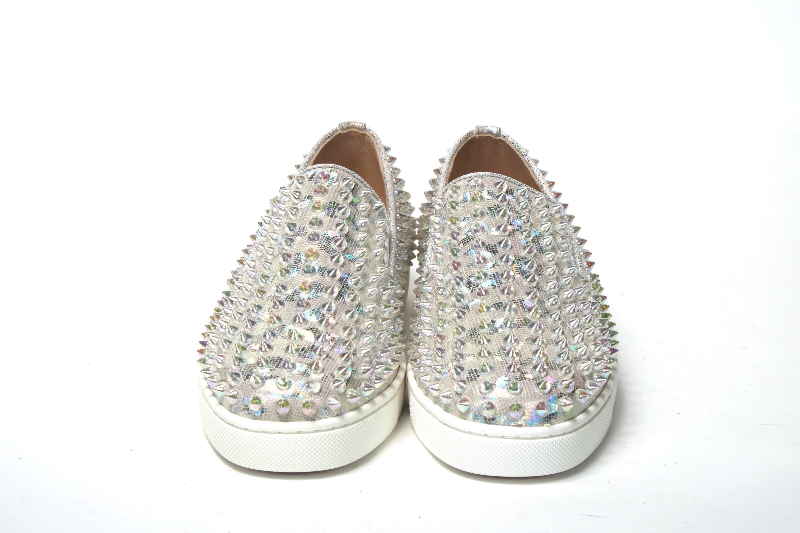 Christian Louboutin White Ab/Clear Ab Roller Boat Woman Flat Sneaker - DEA STILOSA MILANO