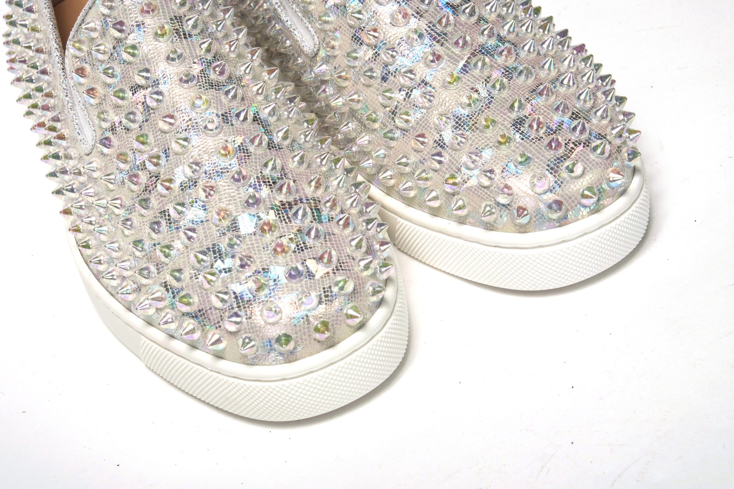 Christian Louboutin White Ab/Clear Ab Roller Boat Woman Flat Sneaker - DEA STILOSA MILANO