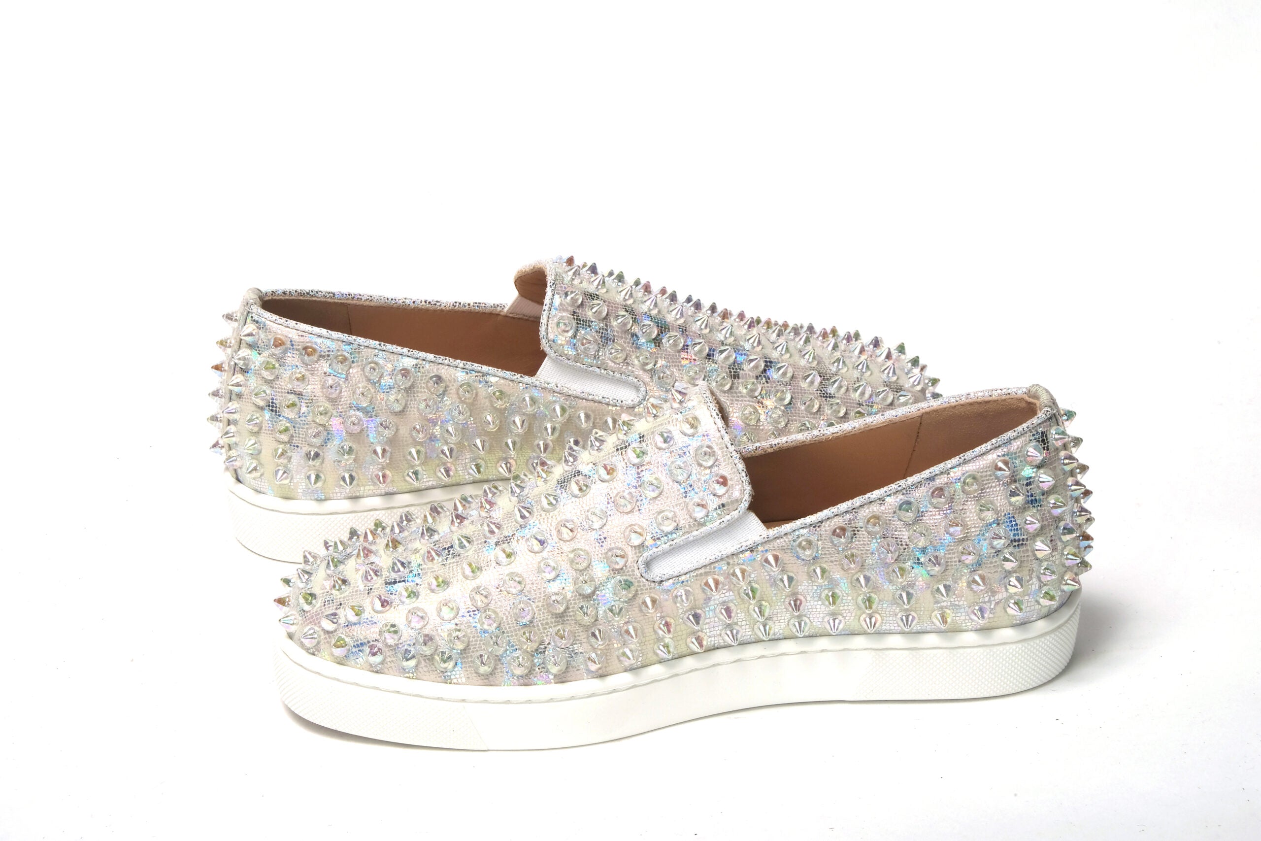 Christian Louboutin White Ab/Clear Ab Roller Boat Woman Flat Sneaker - DEA STILOSA MILANO