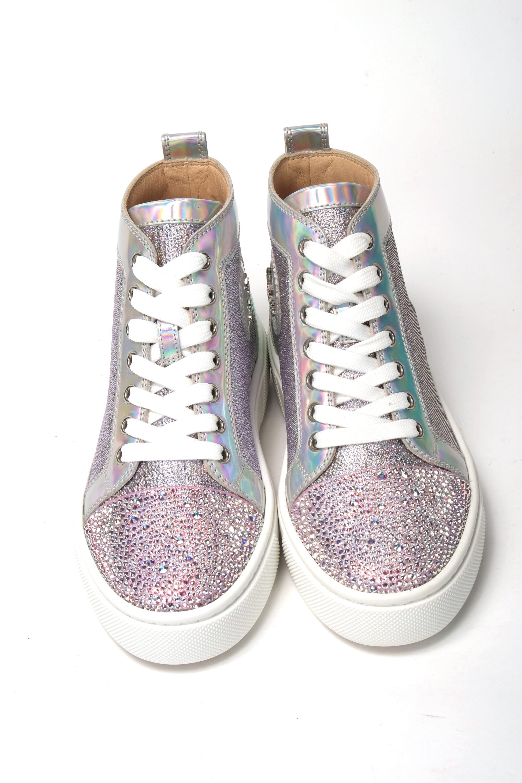 Christian Louboutin Ab/Silver Super Lou Strass Fla Sneakers - DEA STILOSA MILANO