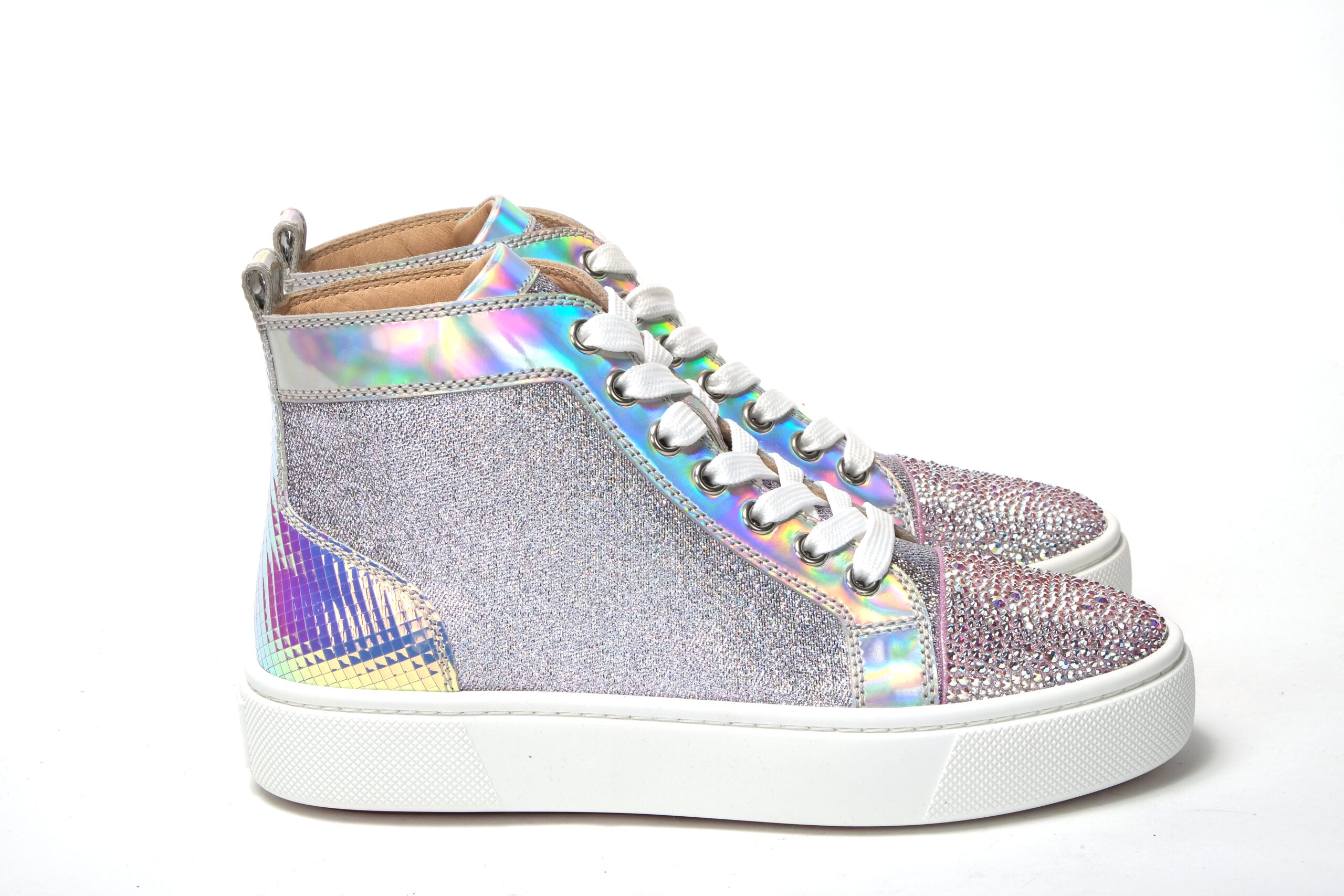 Christian Louboutin Ab/Silver Super Lou Strass Fla Sneakers - DEA STILOSA MILANO