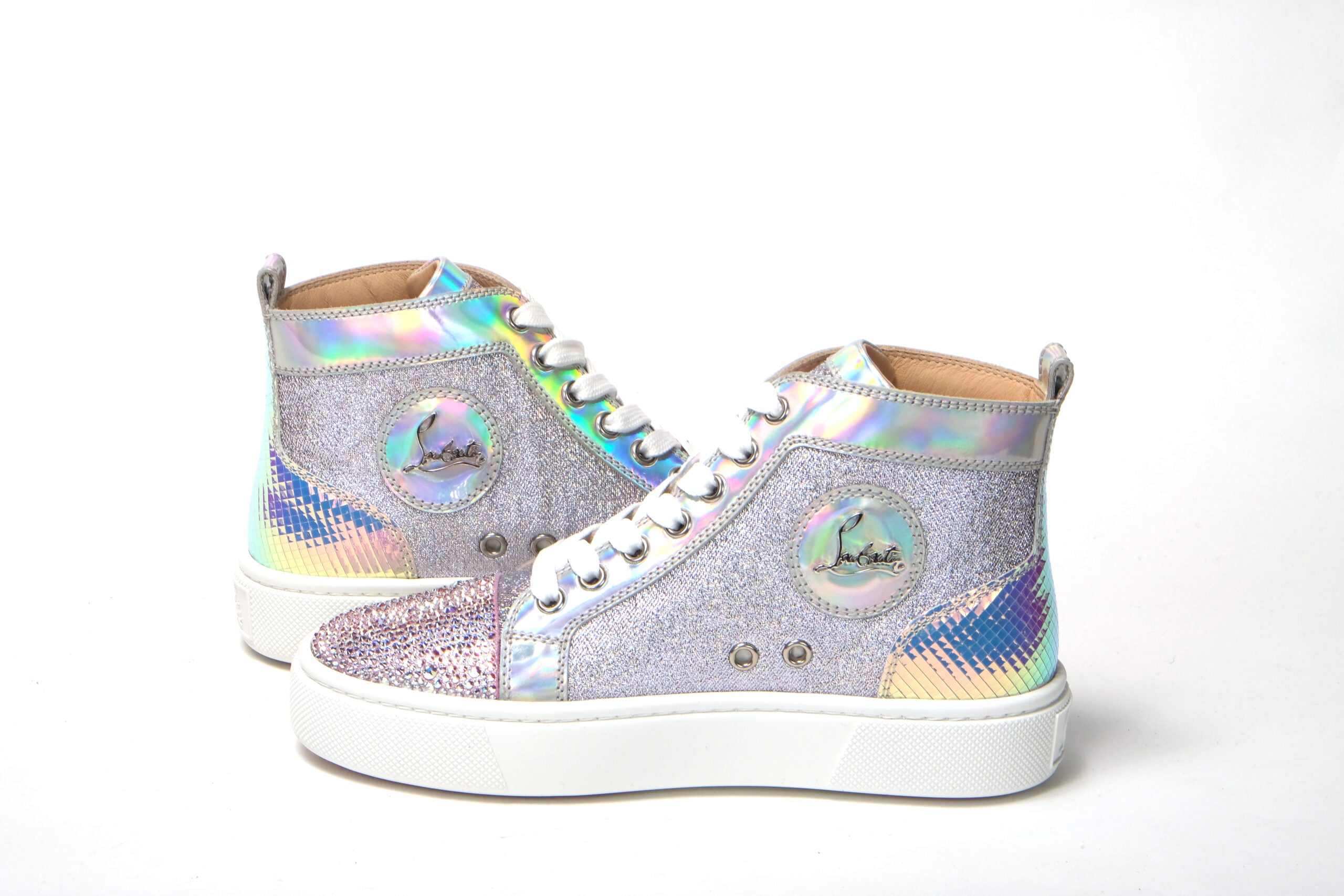 Christian Louboutin Ab/Silver Super Lou Strass Fla Sneakers - DEA STILOSA MILANO