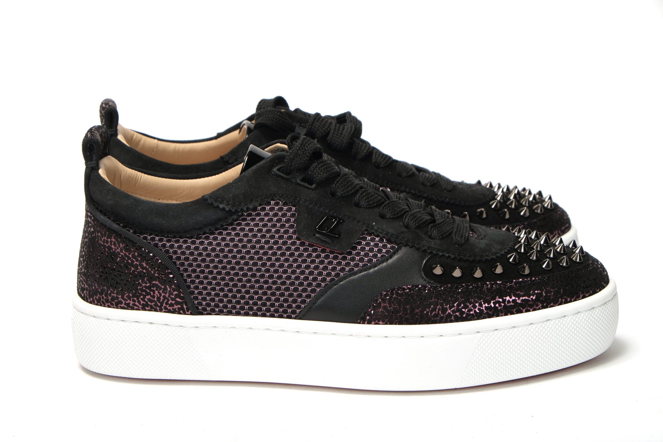 Christian Louboutin Version Black Happy Rui Spikes Flat Shoes - DEA STILOSA MILANO