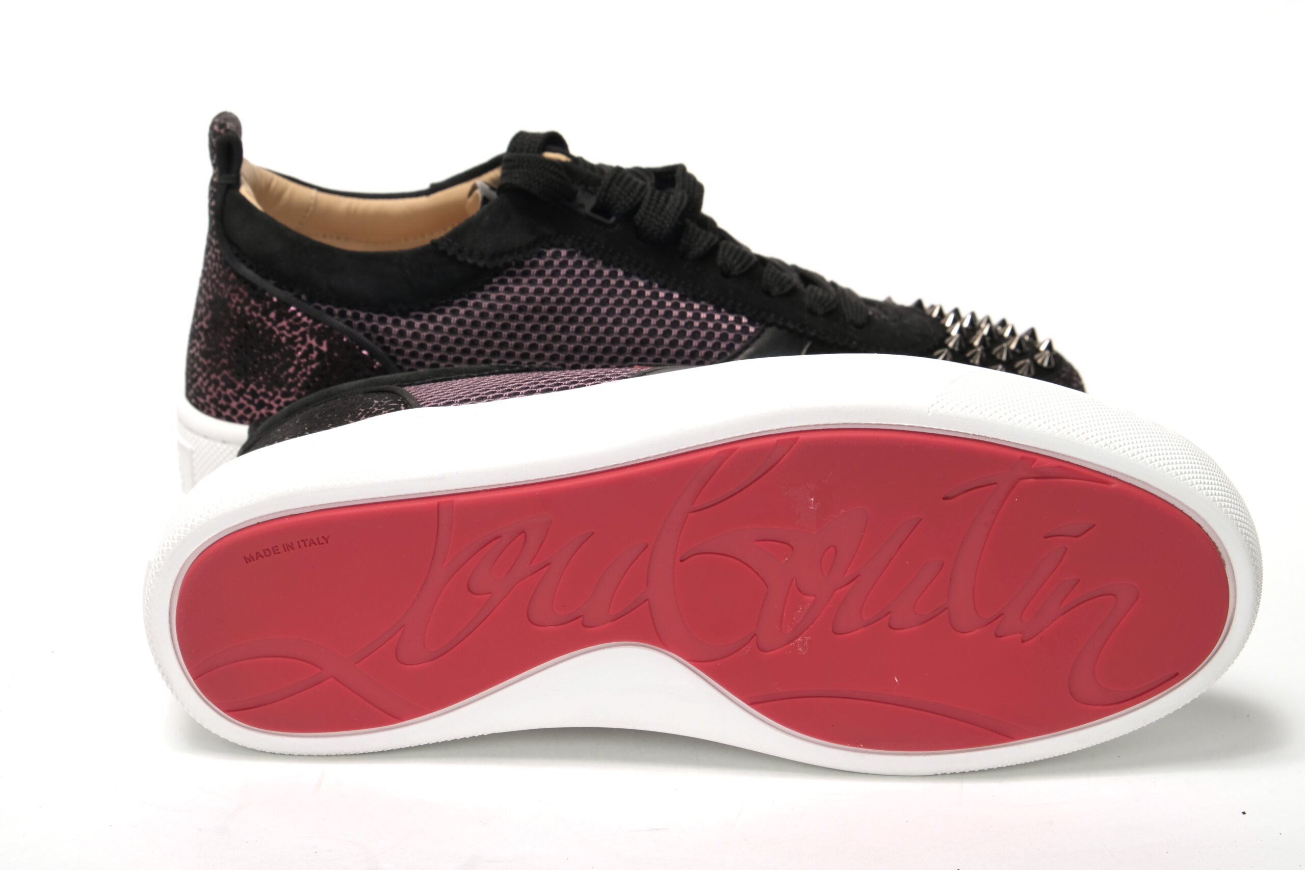 Christian Louboutin Version Black Happy Rui Spikes Flat Shoes - DEA STILOSA MILANO