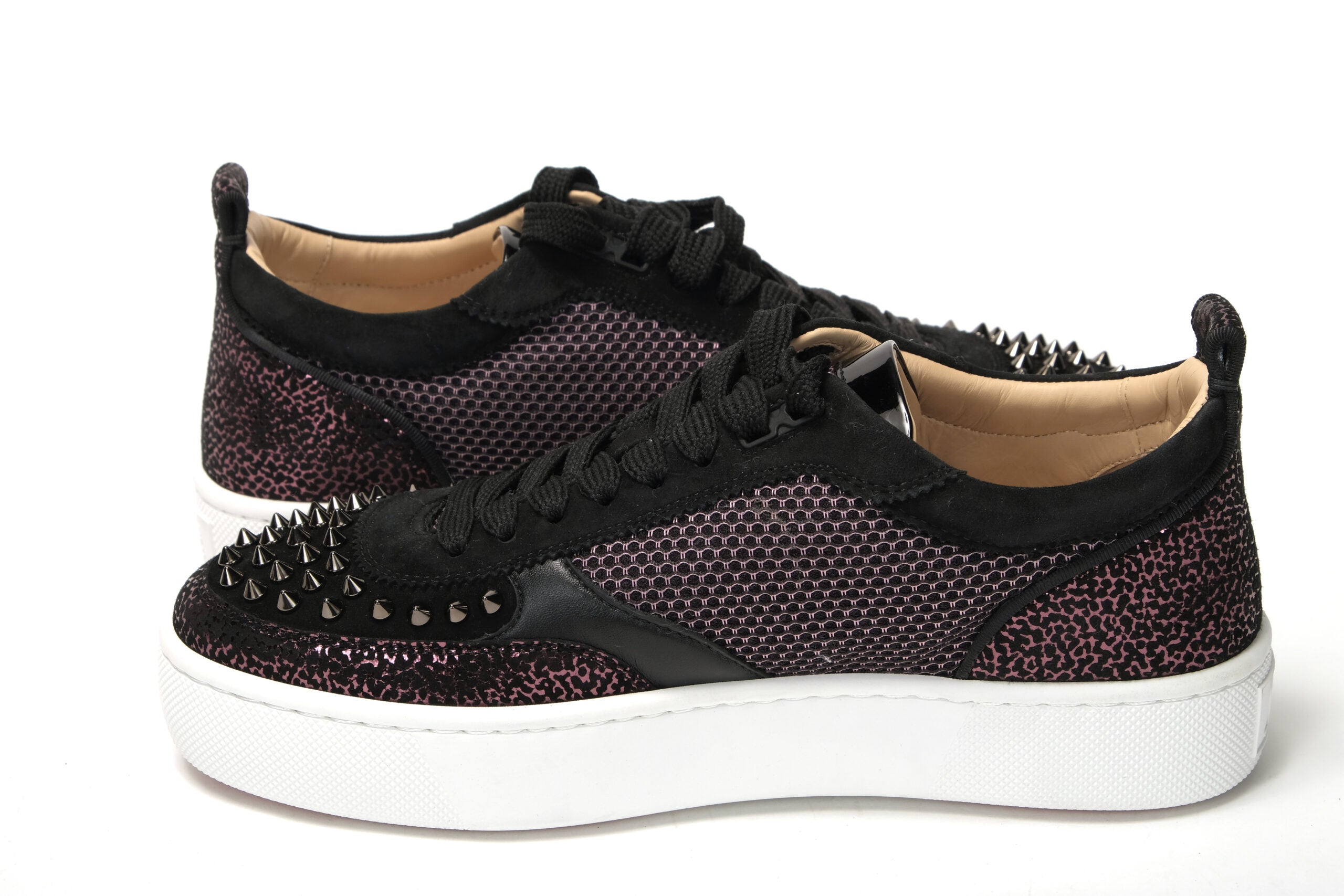 Christian Louboutin Version Black Happy Rui Spikes Flat Shoes - DEA STILOSA MILANO