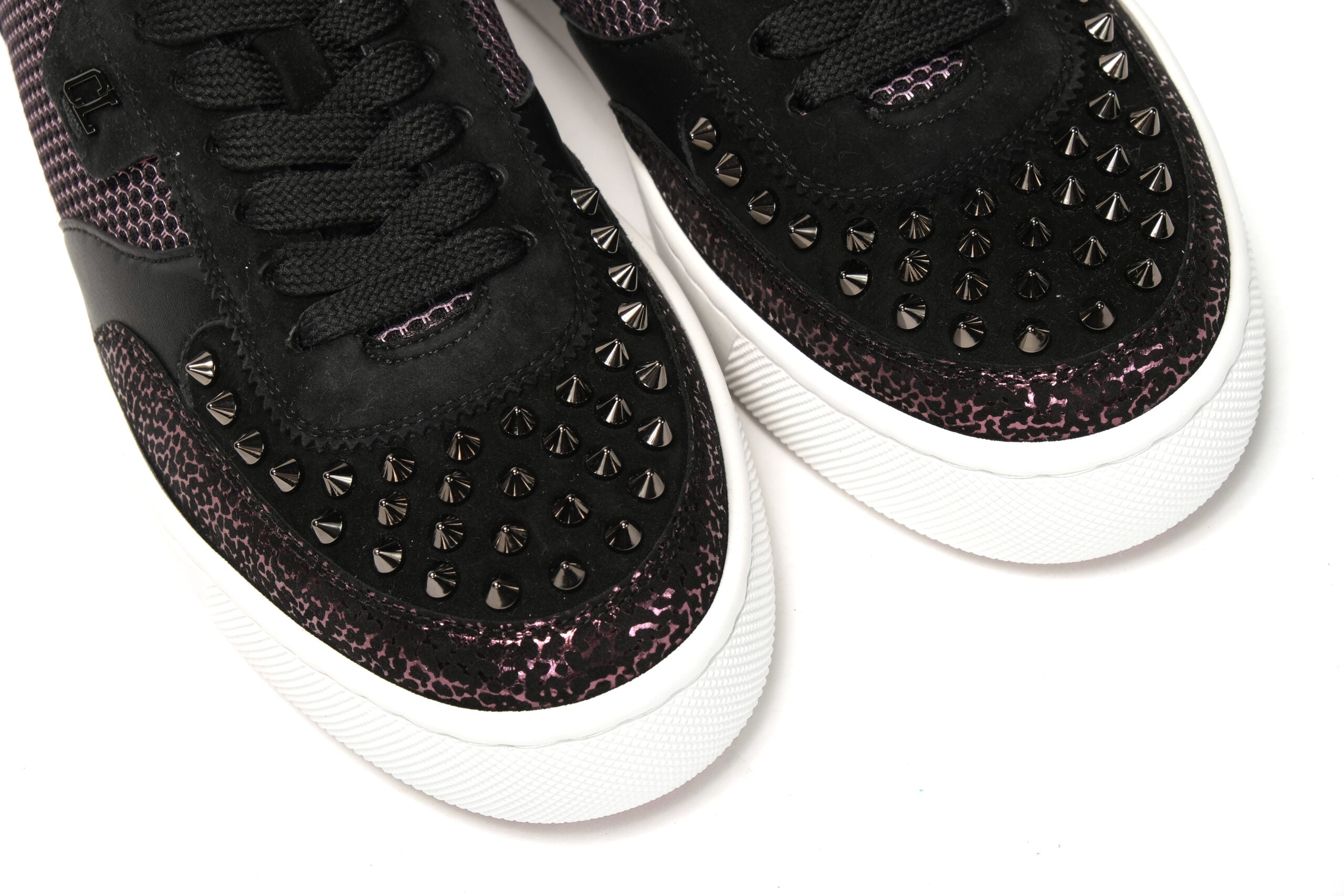 Christian Louboutin Version Black Happy Rui Spikes Flat Shoes - DEA STILOSA MILANO