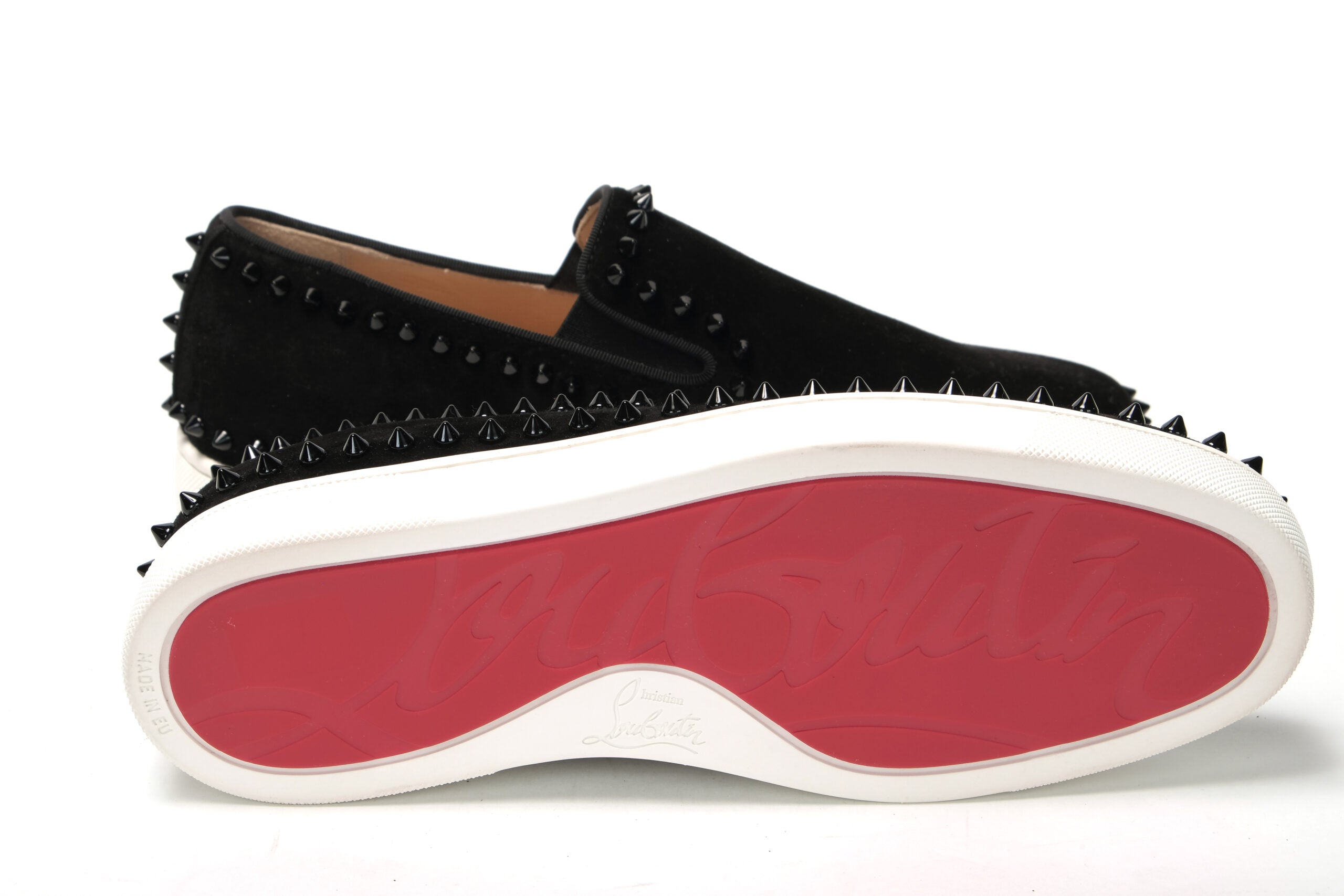 Christian Louboutin Black Pik Boat Flat Veau Shoes - DEA STILOSA MILANO