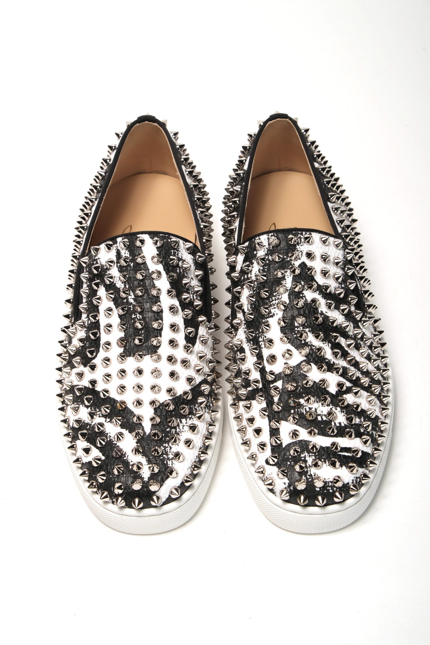 Christian Louboutin White Black Sv Roller Boat Flat Shoes - DEA STILOSA MILANO
