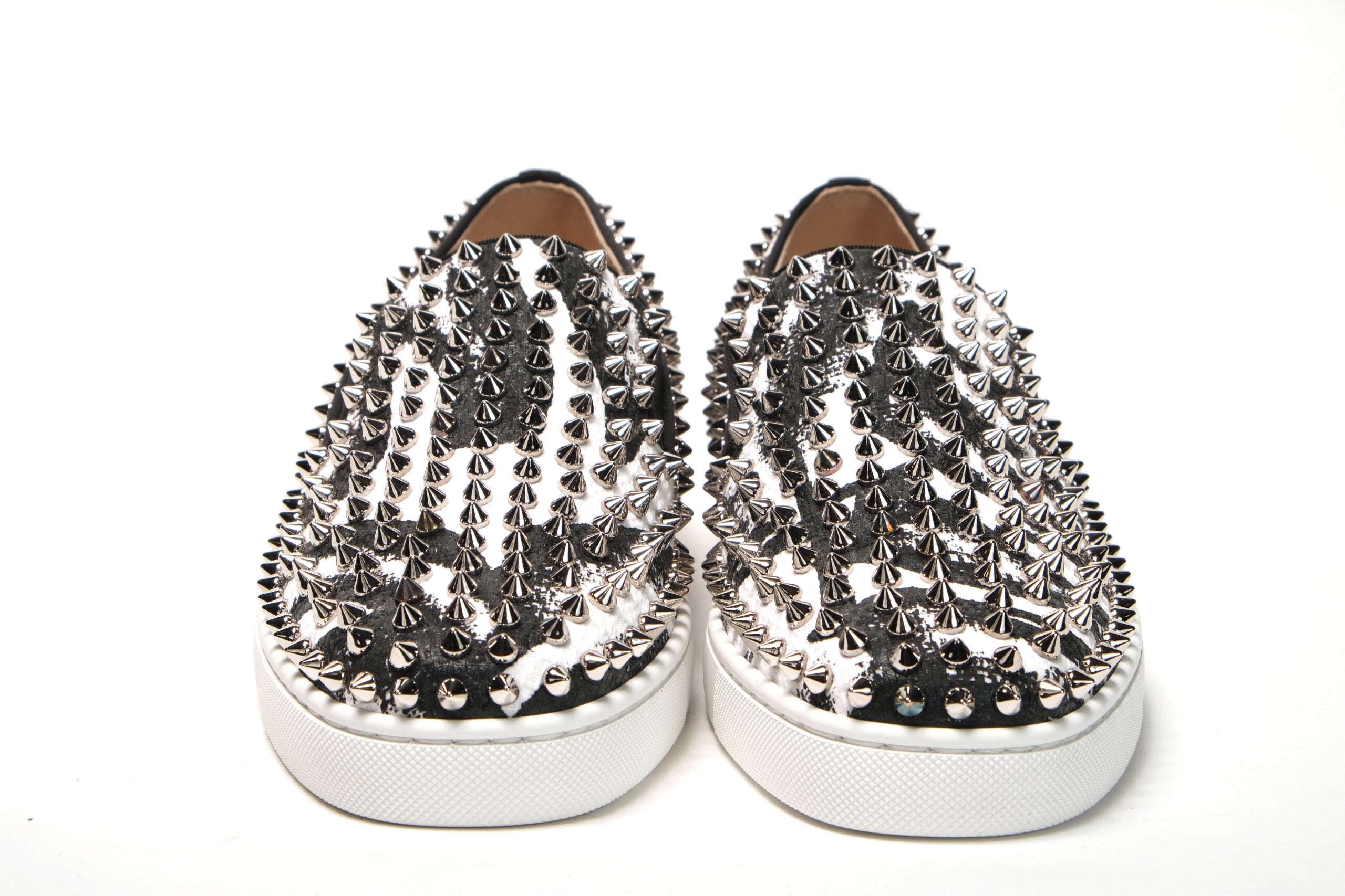 Christian Louboutin White Black Sv Roller Boat Flat Shoes - DEA STILOSA MILANO