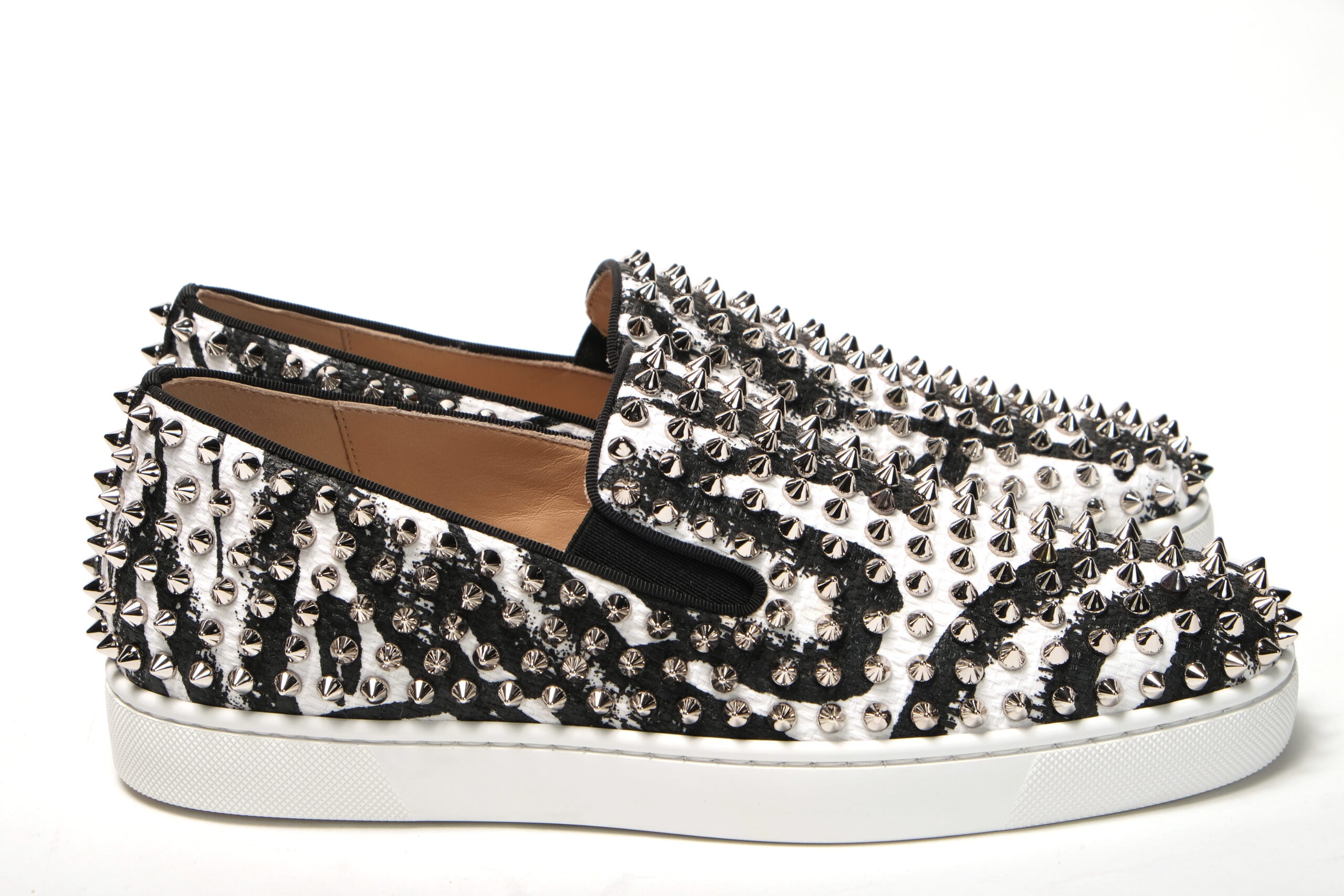 Christian Louboutin White Black Sv Roller Boat Flat Shoes - DEA STILOSA MILANO