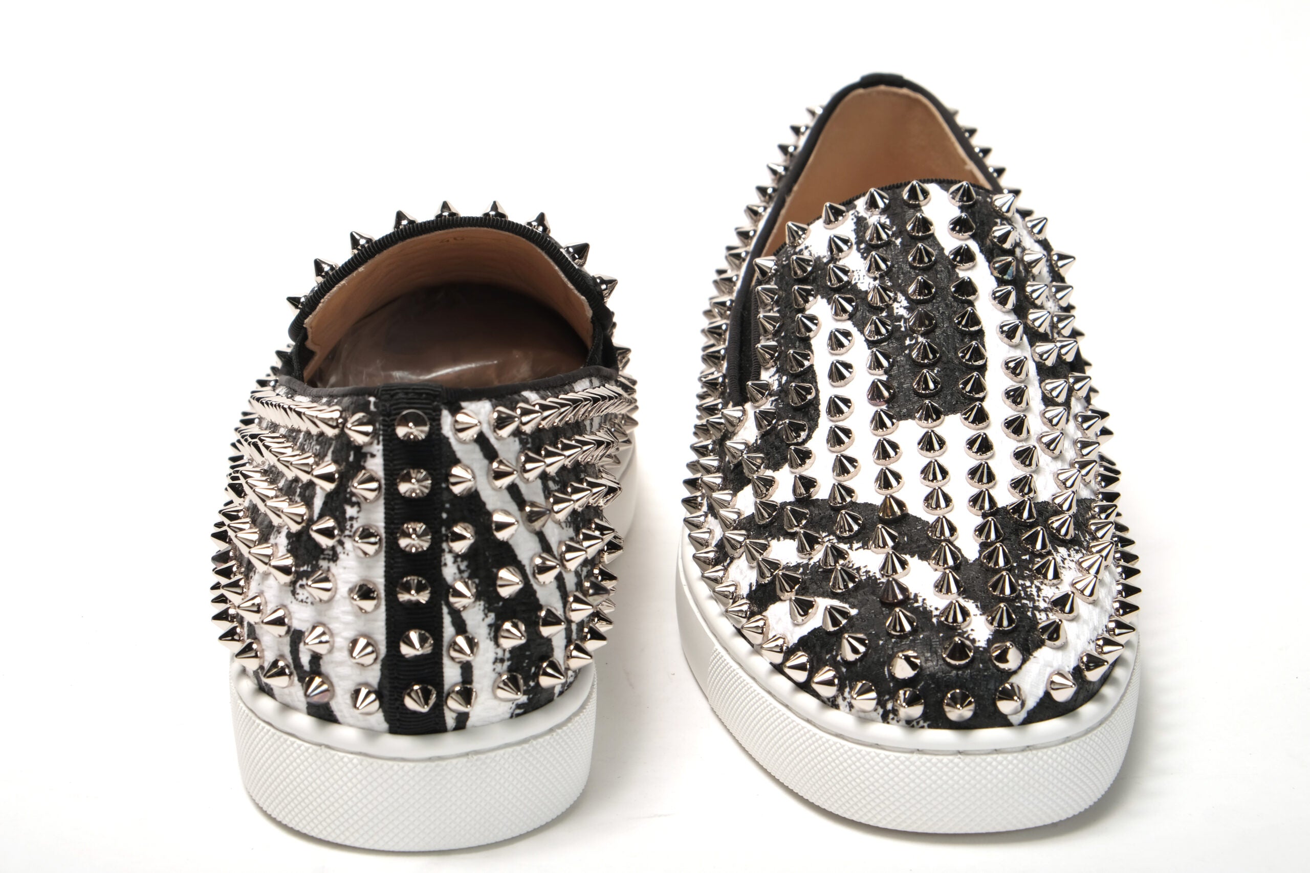 Christian Louboutin White Black Sv Roller Boat Flat Shoes - DEA STILOSA MILANO