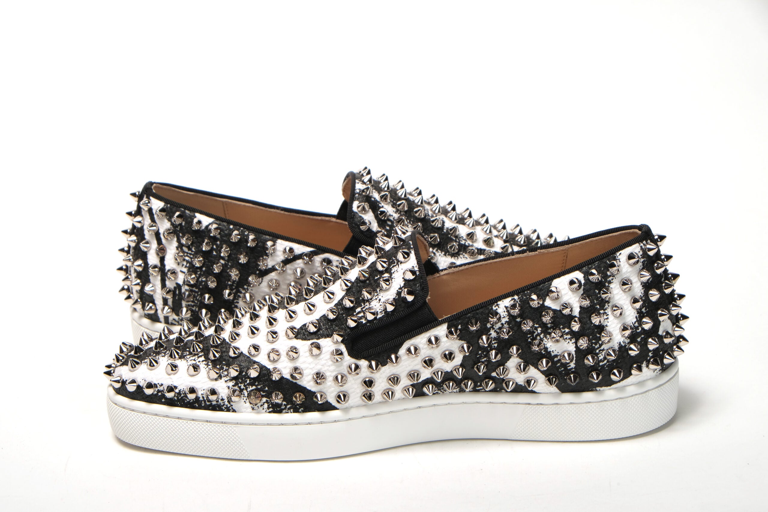 Christian Louboutin White Black Sv Roller Boat Flat Shoes - DEA STILOSA MILANO