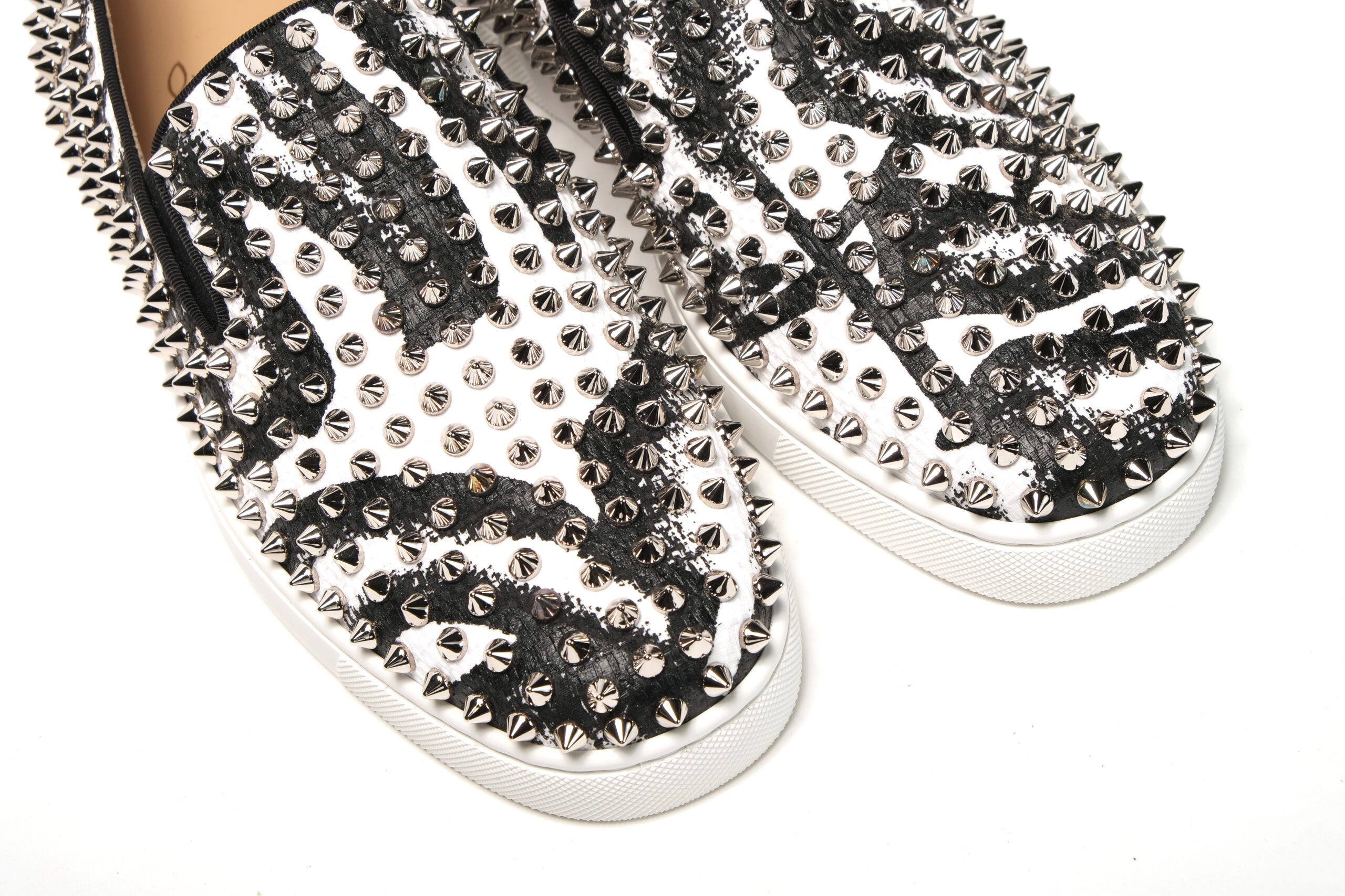 Christian Louboutin White Black Sv Roller Boat Flat Shoes - DEA STILOSA MILANO