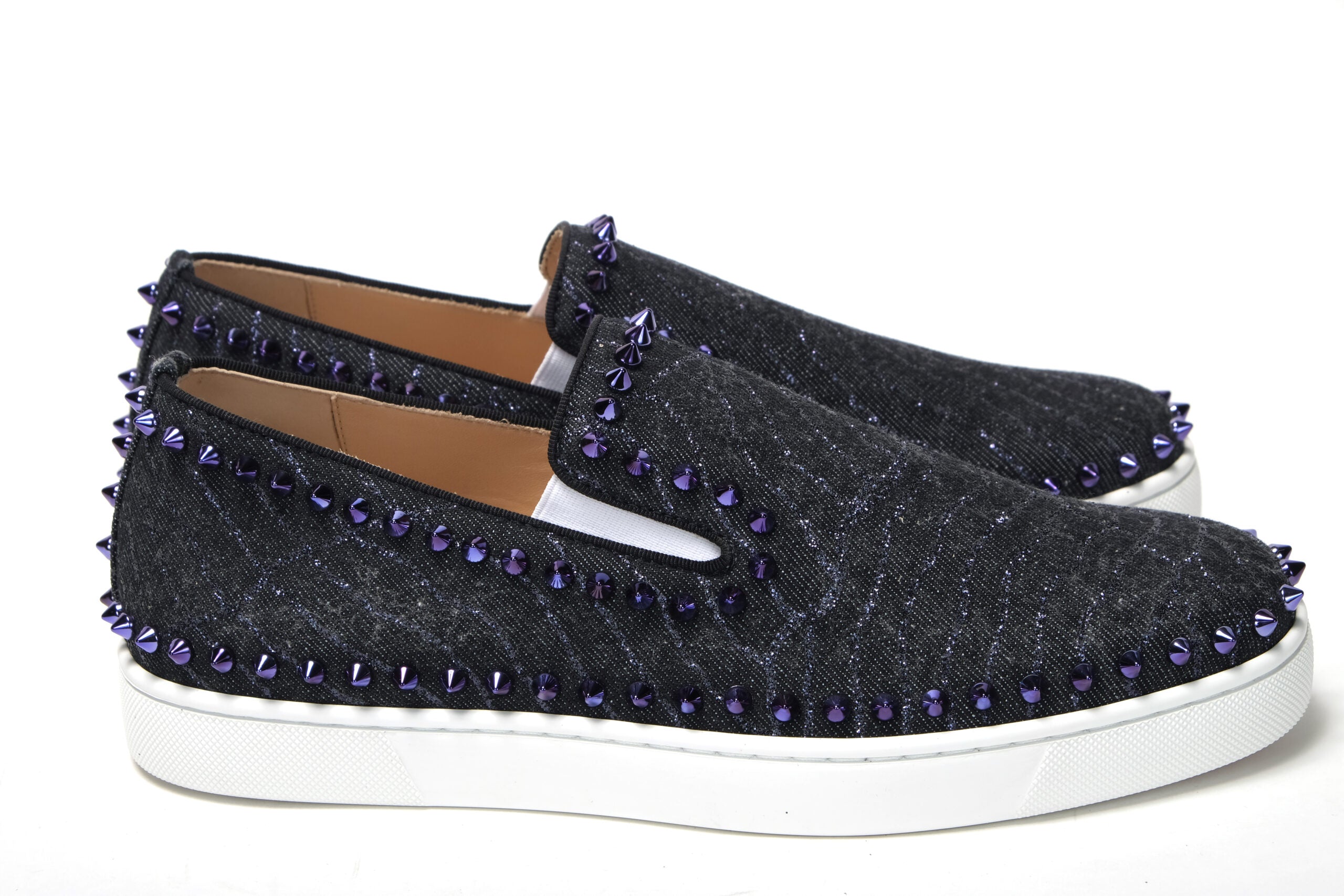Christian Louboutin Navy/Electro Met Pik Boat Flat Shoes - DEA STILOSA MILANO