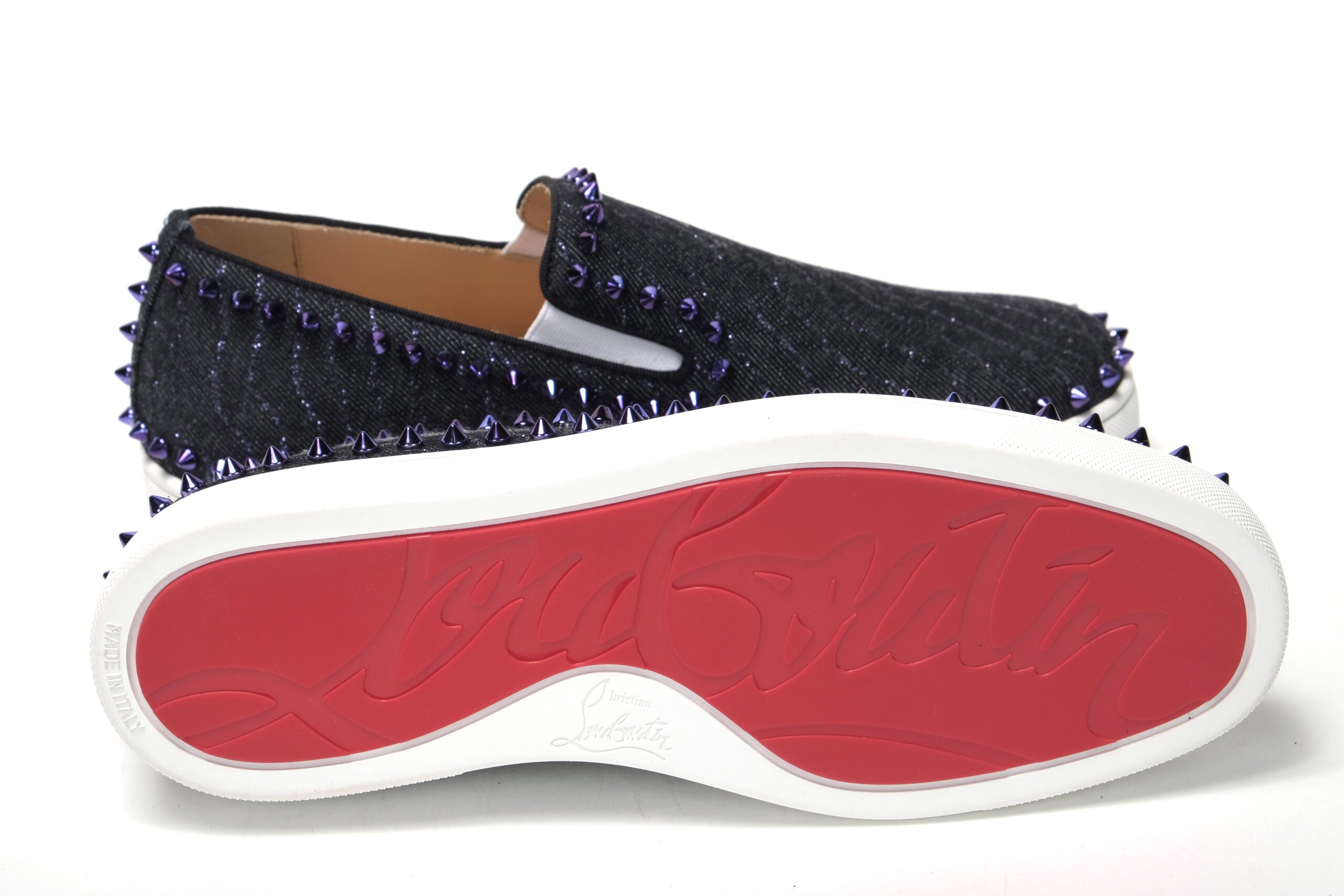 Christian Louboutin Navy/Electro Met Pik Boat Flat Shoes - DEA STILOSA MILANO