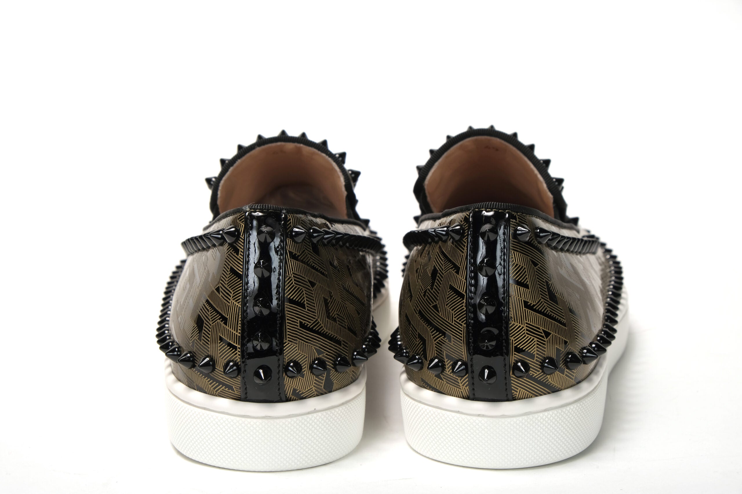 Christian Louboutin Black/Gold Version Pik Boat Flat Pat Shoes - DEA STILOSA MILANO