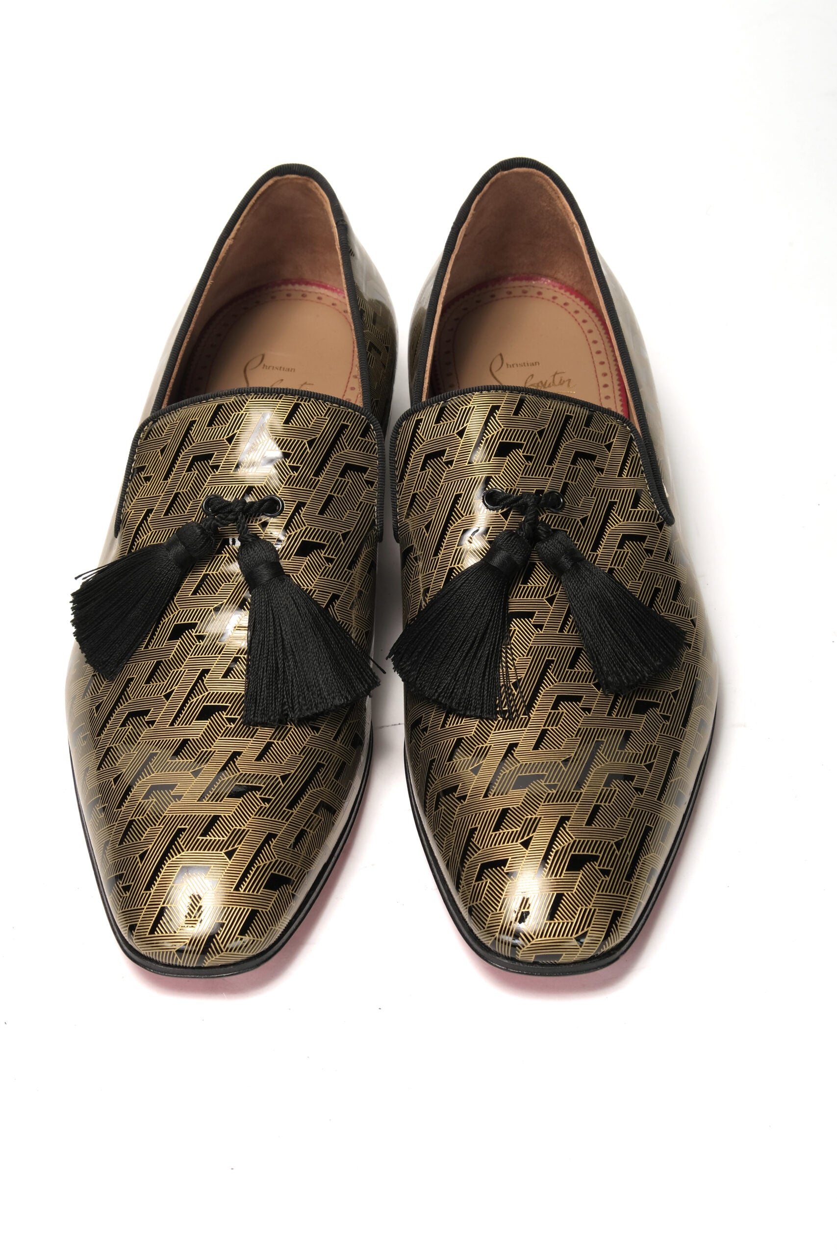 Christian Louboutin Black/Gold Officialito Flat Shoes - DEA STILOSA MILANO