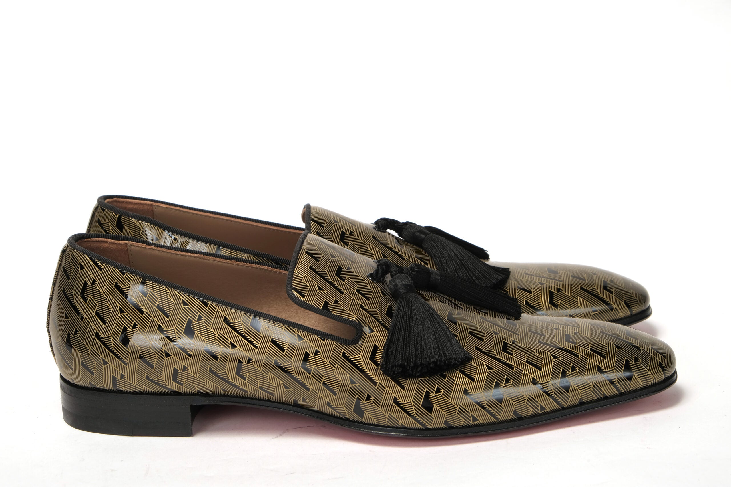 Christian Louboutin Black/Gold Officialito Flat Shoes - DEA STILOSA MILANO