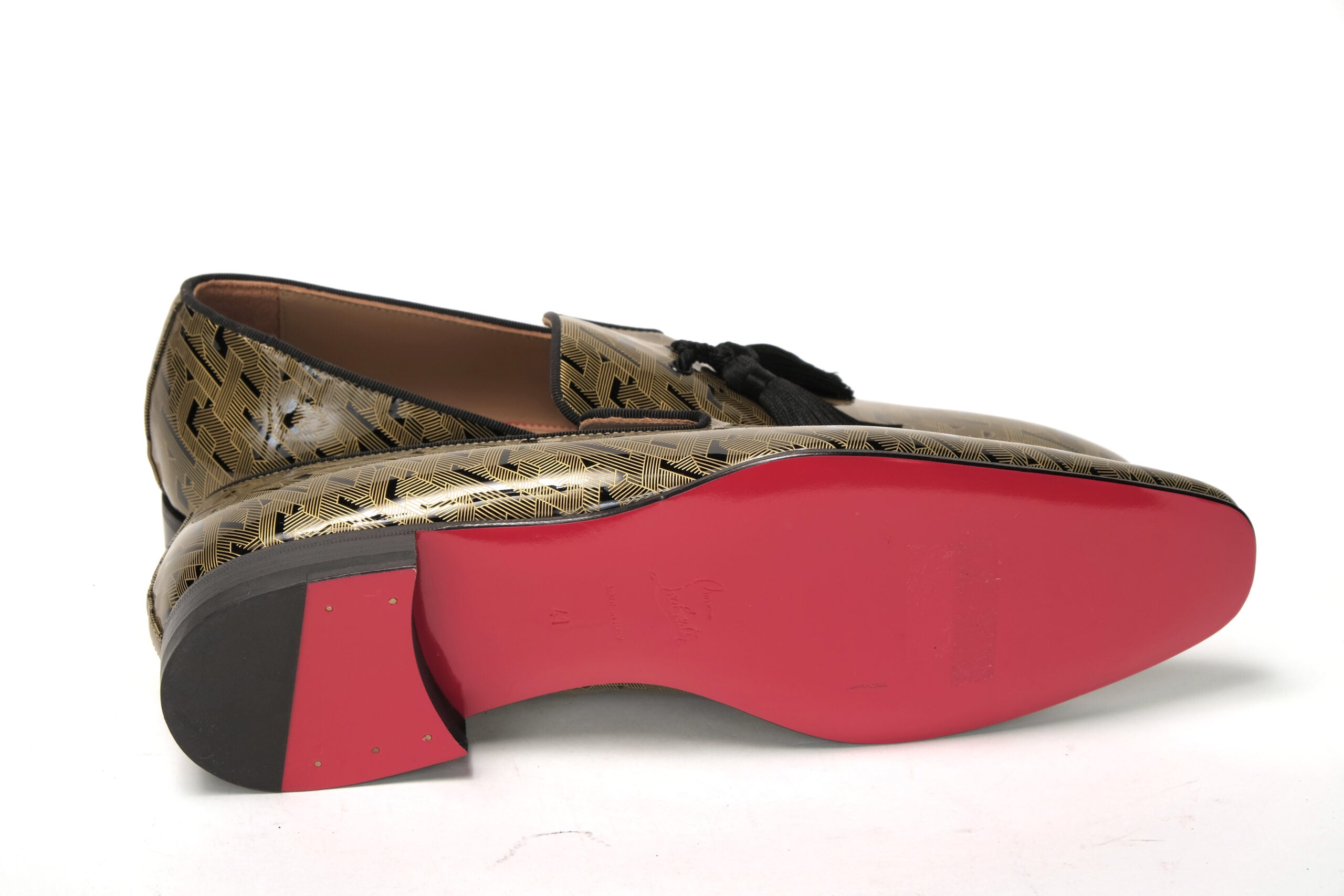 Christian Louboutin Black/Gold Officialito Flat Shoes - DEA STILOSA MILANO