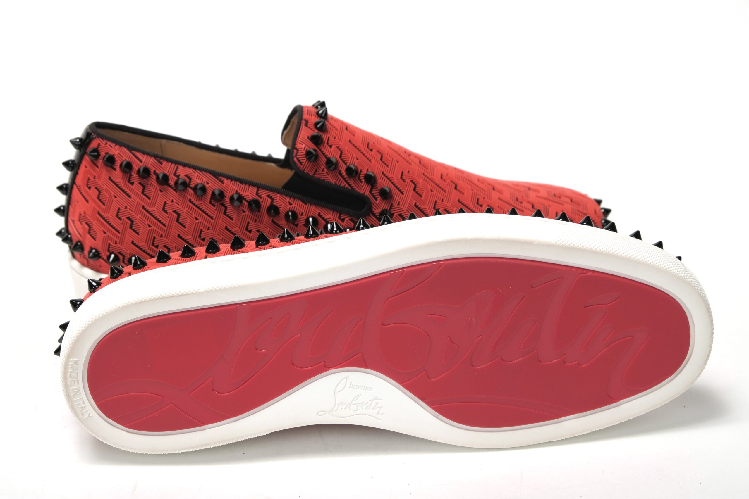 Christian Louboutin Black Smoothie/Black Pik Boat Flat Techno Shoes - DEA STILOSA MILANO