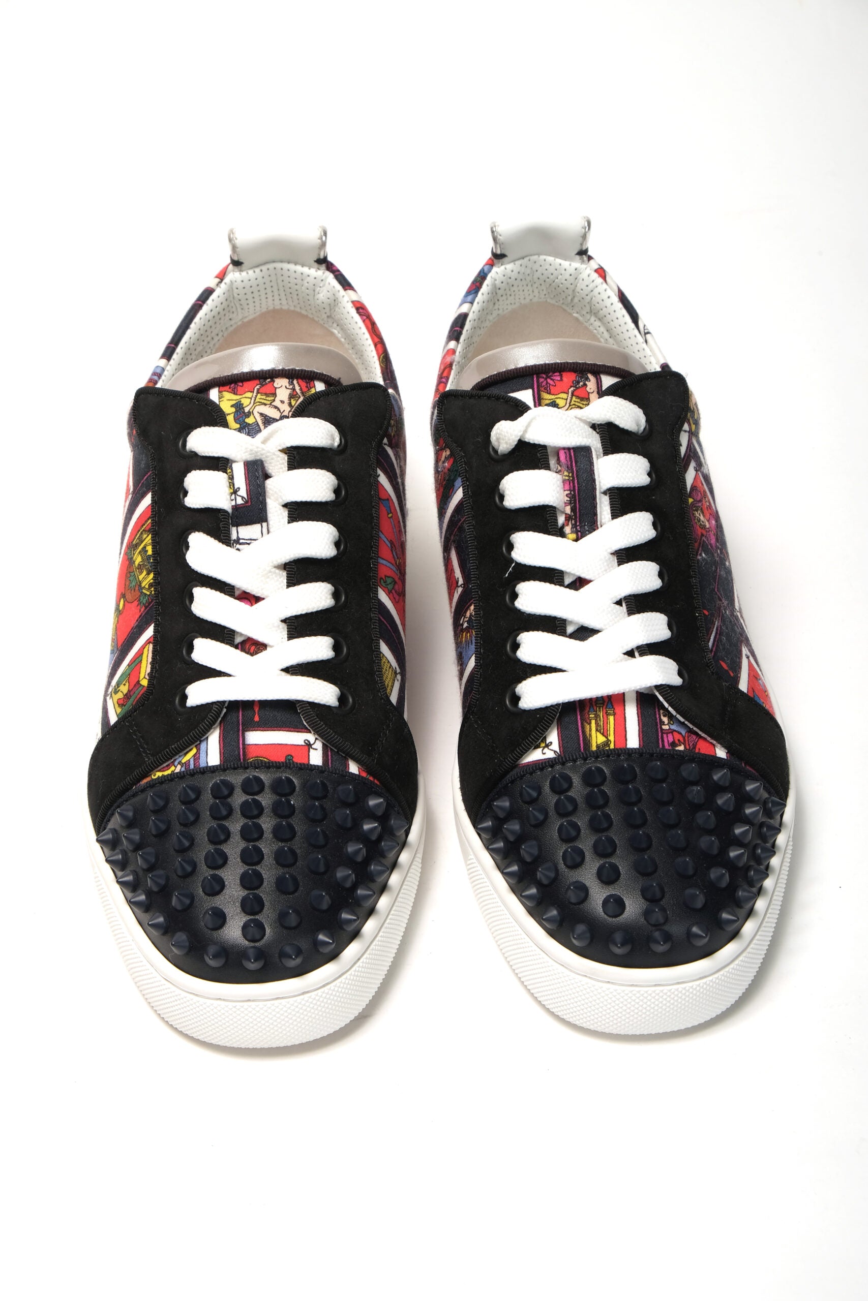 Christian Louboutin Black Multi/Marine Mat Louis Junior Spikes Shoes - DEA STILOSA MILANO