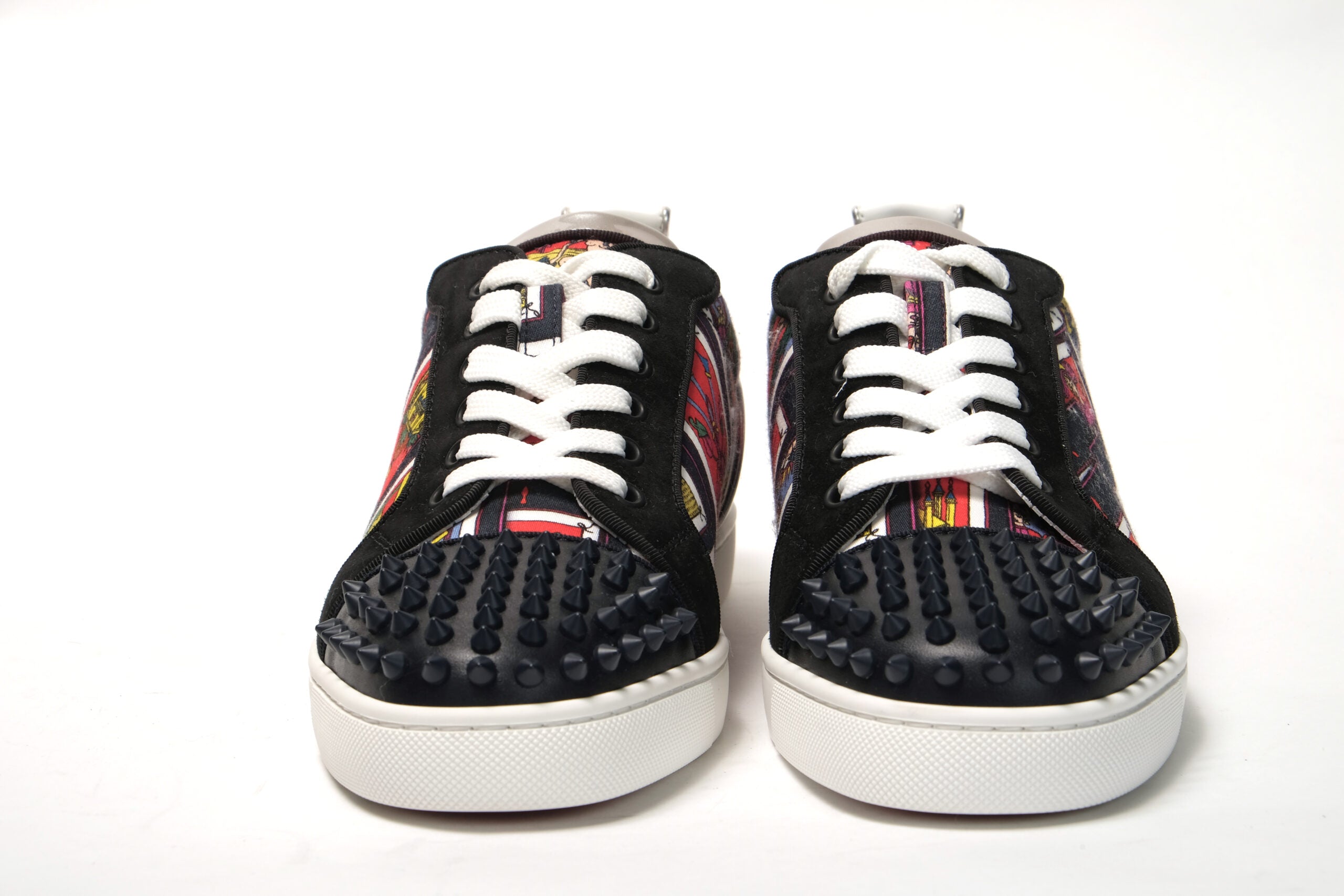 Christian Louboutin Black Multi/Marine Mat Louis Junior Spikes Shoes - DEA STILOSA MILANO