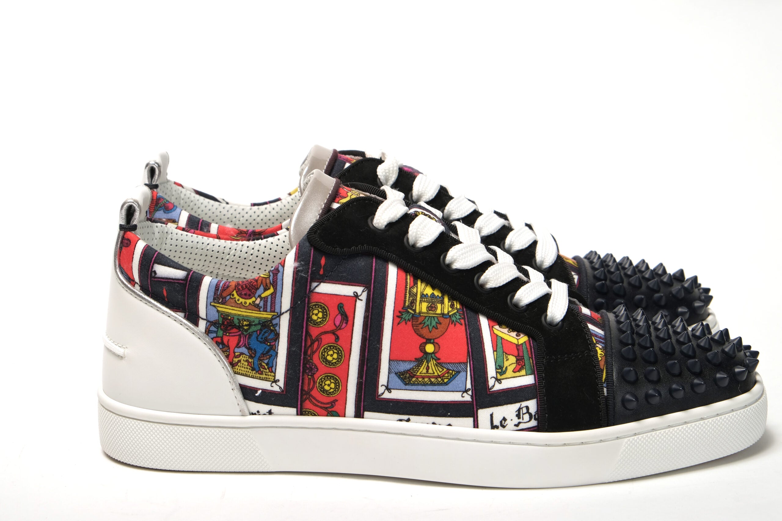 Christian Louboutin Black Multi/Marine Mat Louis Junior Spikes Shoes - DEA STILOSA MILANO