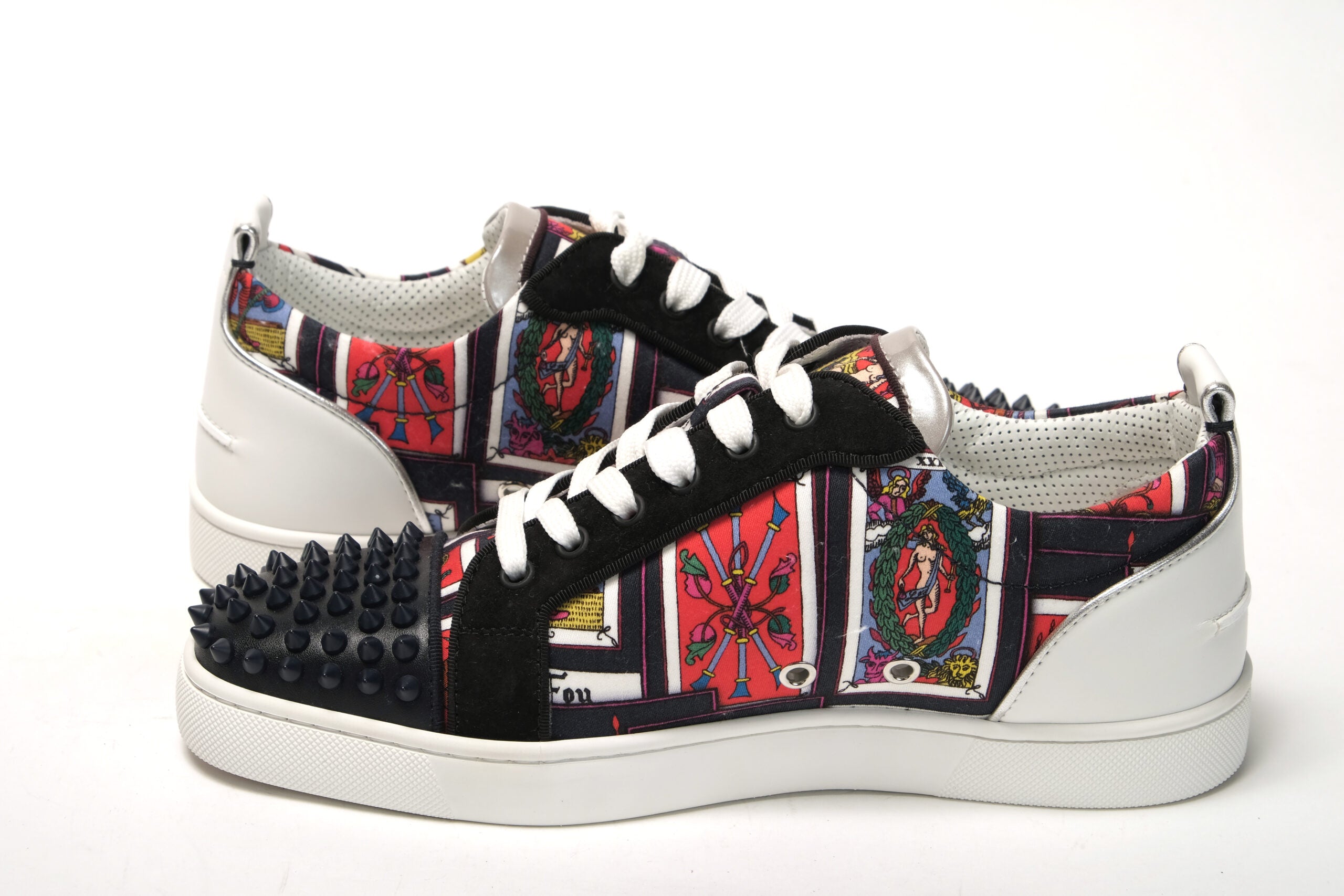 Christian Louboutin Black Multi/Marine Mat Louis Junior Spikes Shoes - DEA STILOSA MILANO
