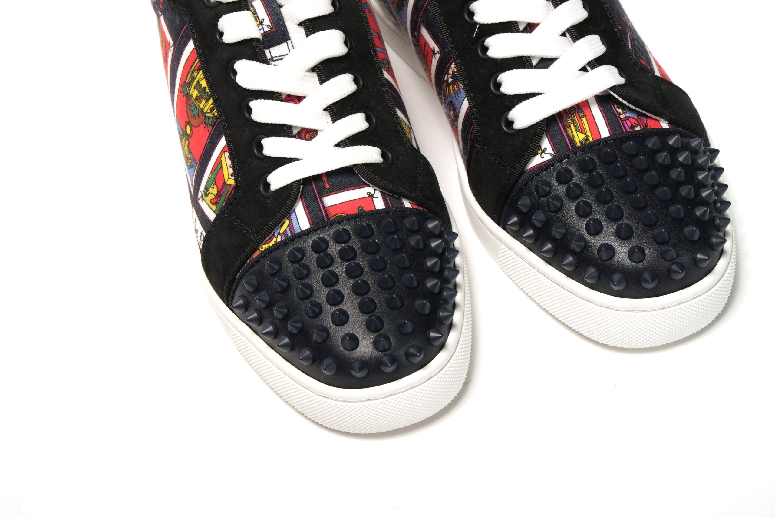 Christian Louboutin Black Multi/Marine Mat Louis Junior Spikes Shoes - DEA STILOSA MILANO