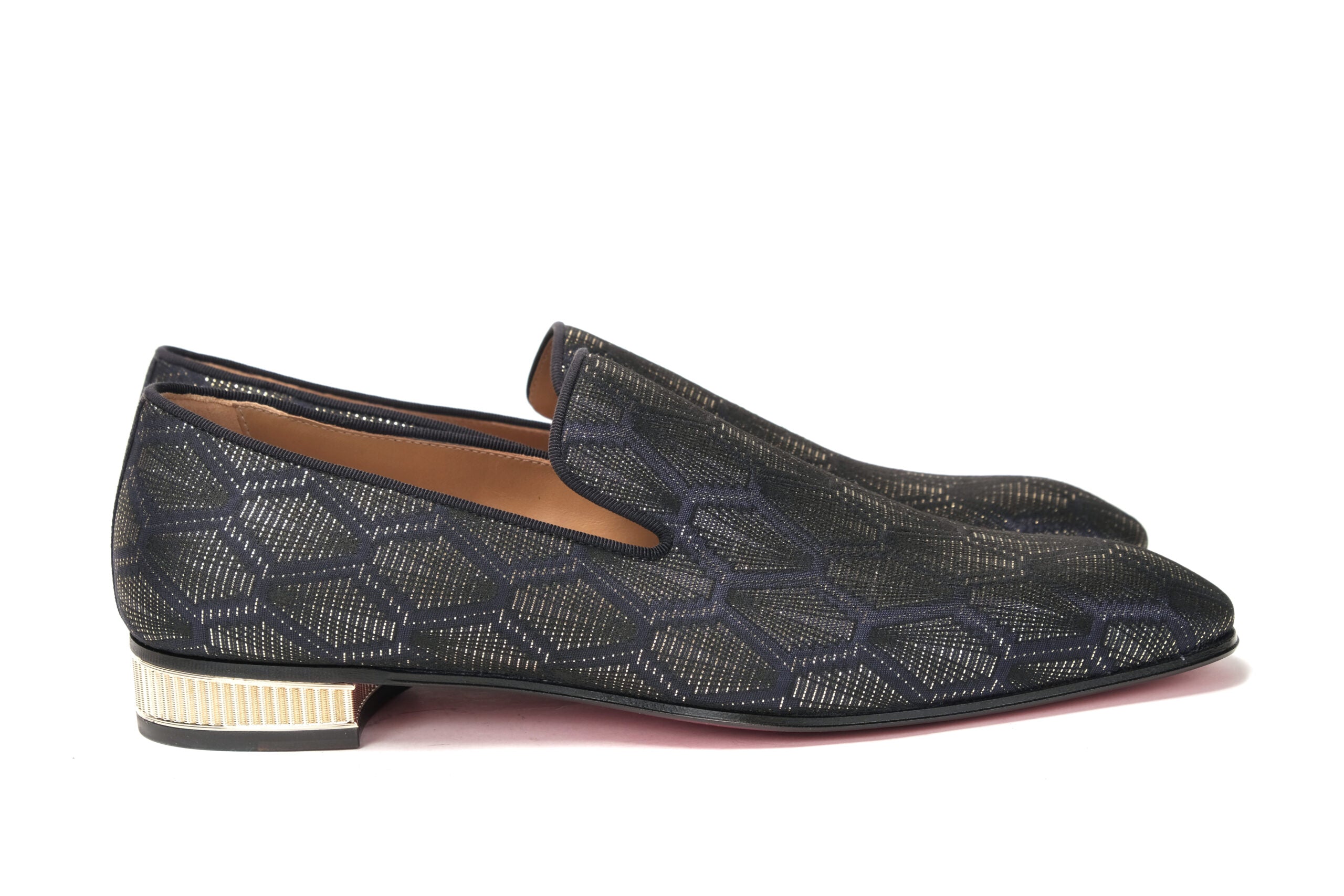 Christian Louboutin Navy/Nero Colannaki Flat Tissu Shoes - DEA STILOSA MILANO