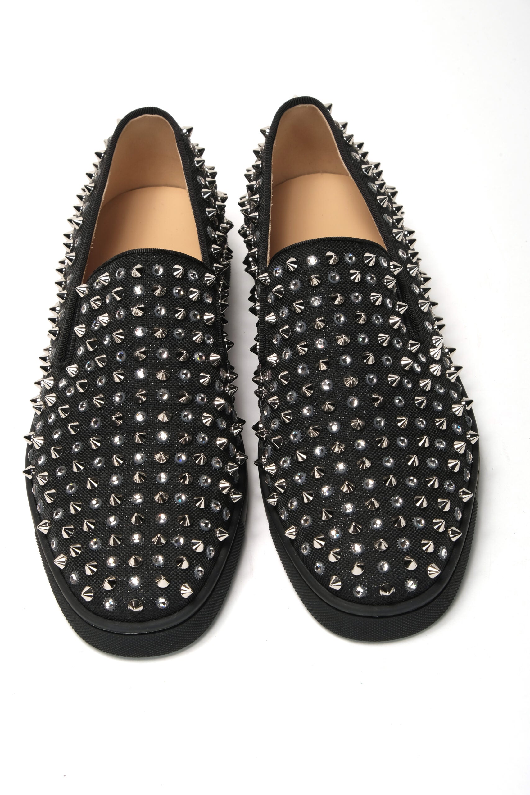 Christian Louboutin Black/Crystal Sv Version Roller 1c1s Flat Shoes - DEA STILOSA MILANO