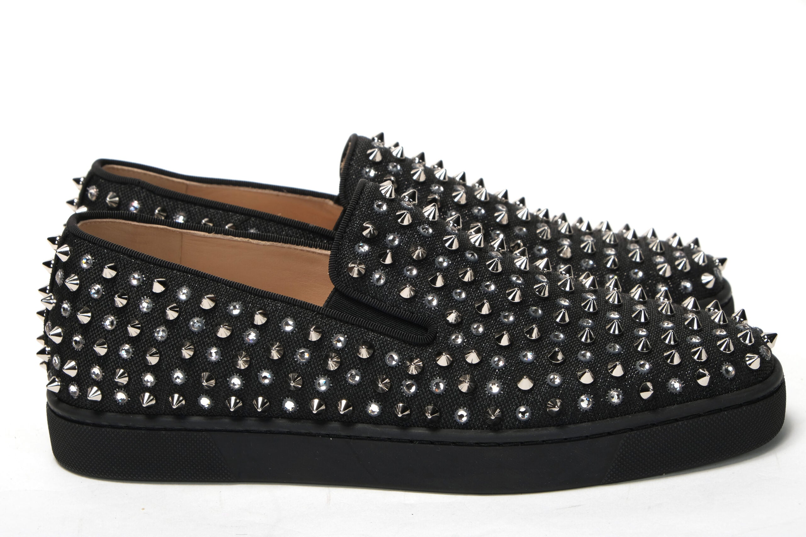 Christian Louboutin Black/Crystal Sv Version Roller 1c1s Flat Shoes - DEA STILOSA MILANO