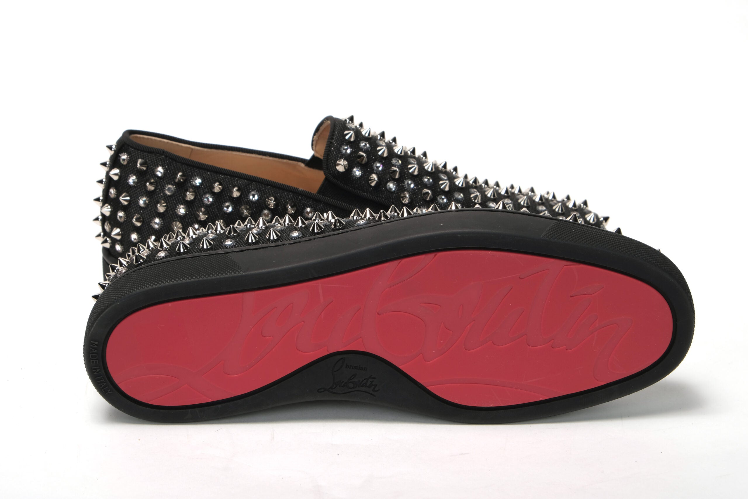 Christian Louboutin Black/Crystal Sv Version Roller 1c1s Flat Shoes - DEA STILOSA MILANO