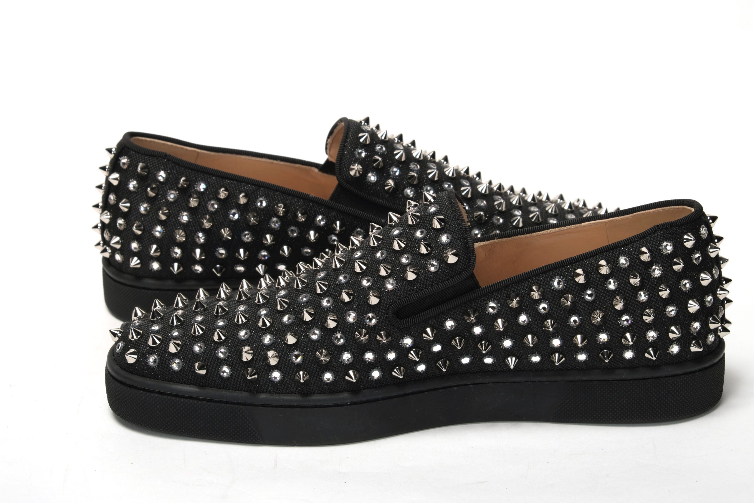 Christian Louboutin Black/Crystal Sv Version Roller 1c1s Flat Shoes - DEA STILOSA MILANO