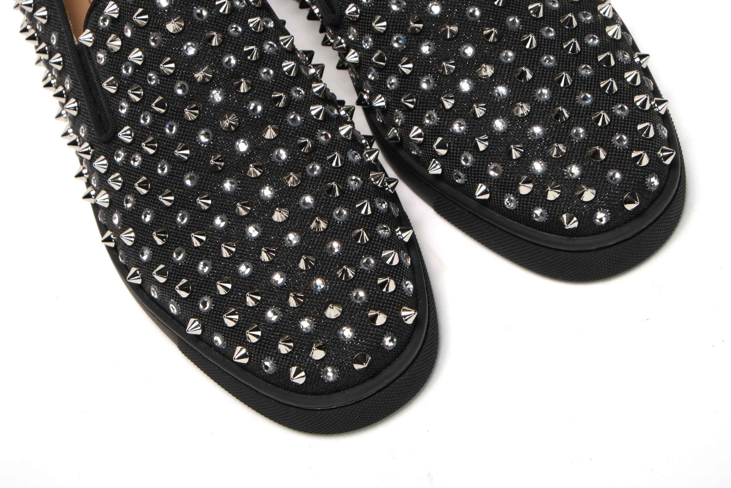 Christian Louboutin Black/Crystal Sv Version Roller 1c1s Flat Shoes - DEA STILOSA MILANO