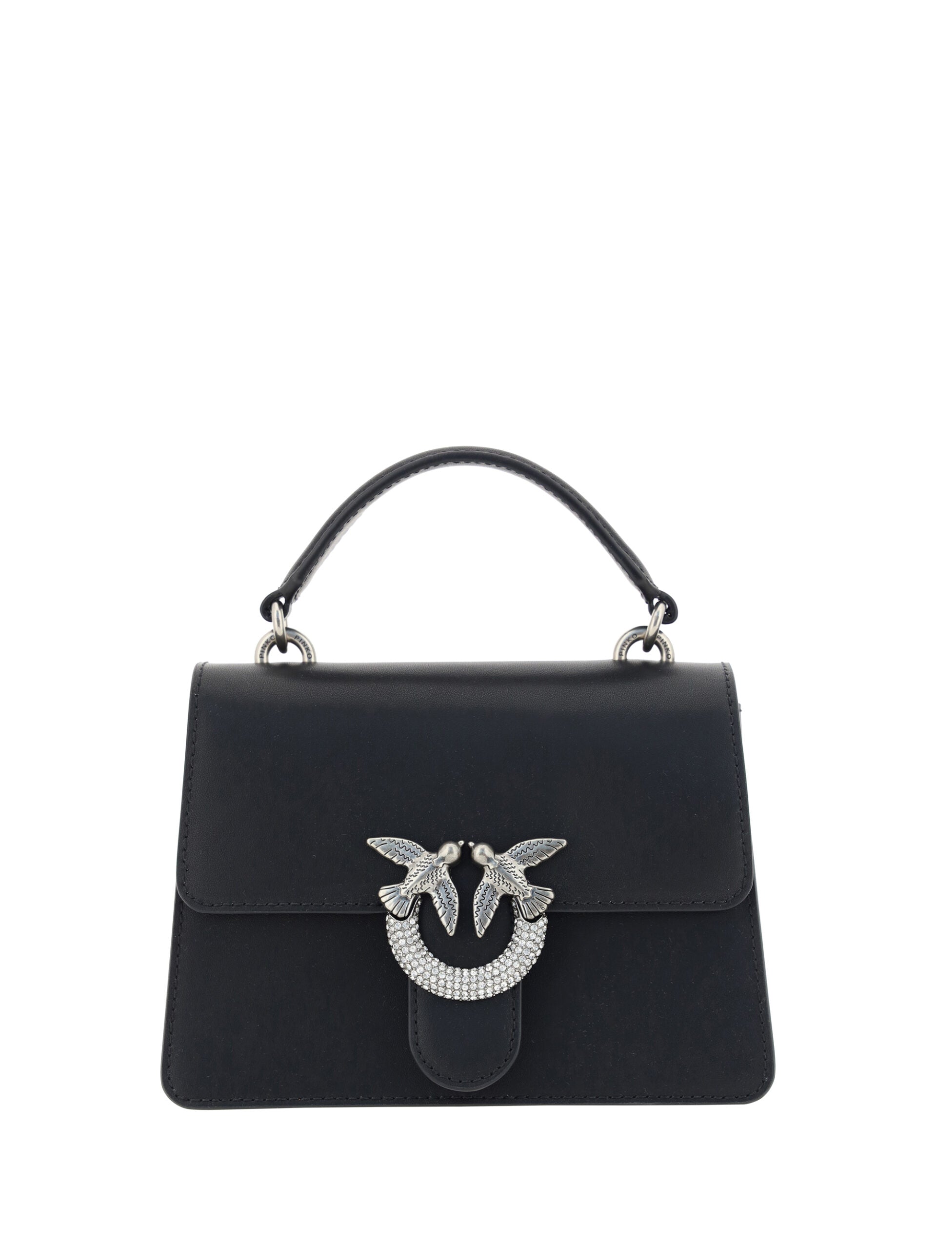 PINKO Black Calf Leather Love One Classic Handbag - DEA STILOSA MILANO