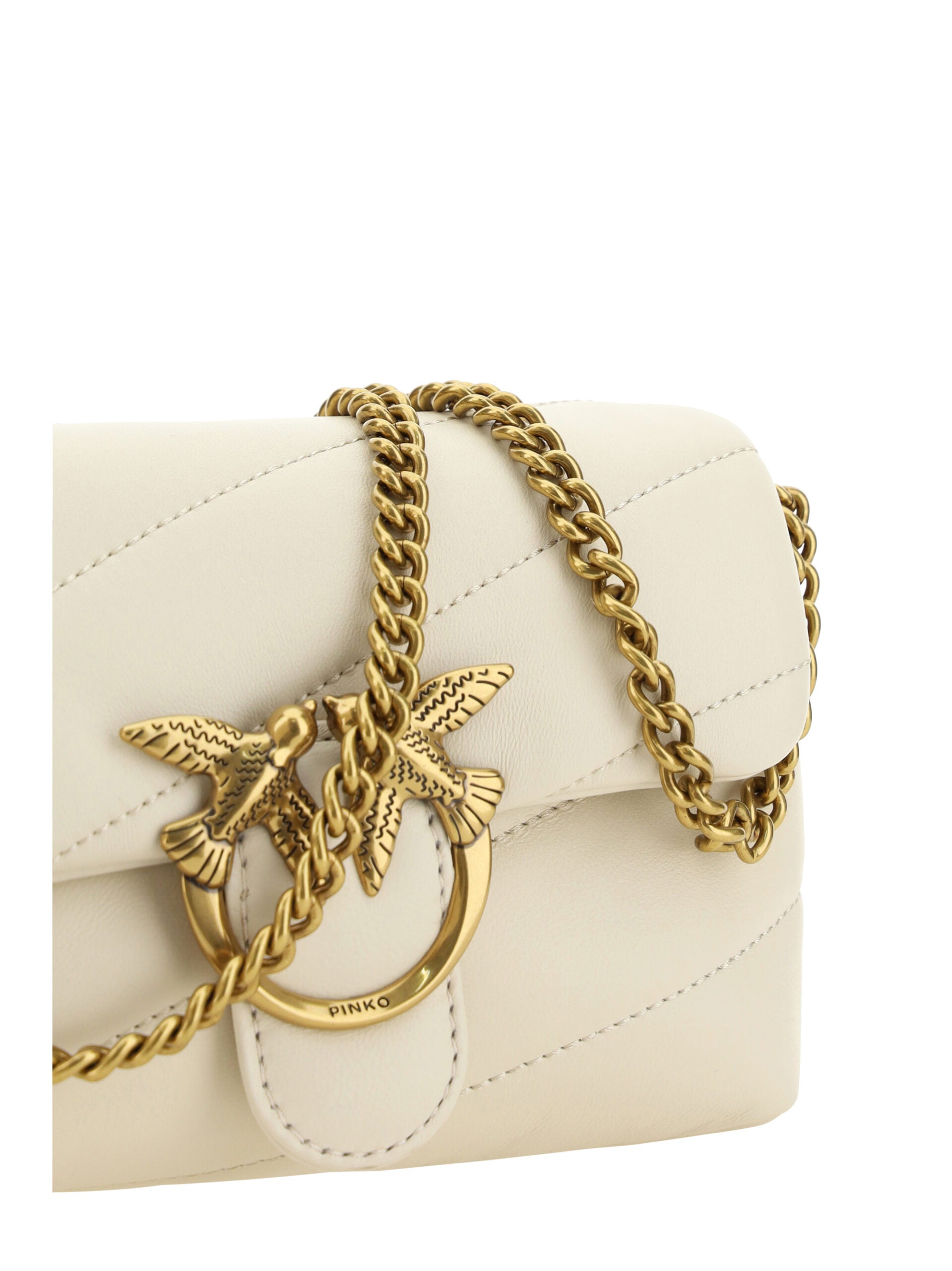PINKO White Calf Leather Love Baby Small Shoulder Bag - DEA STILOSA MILANO