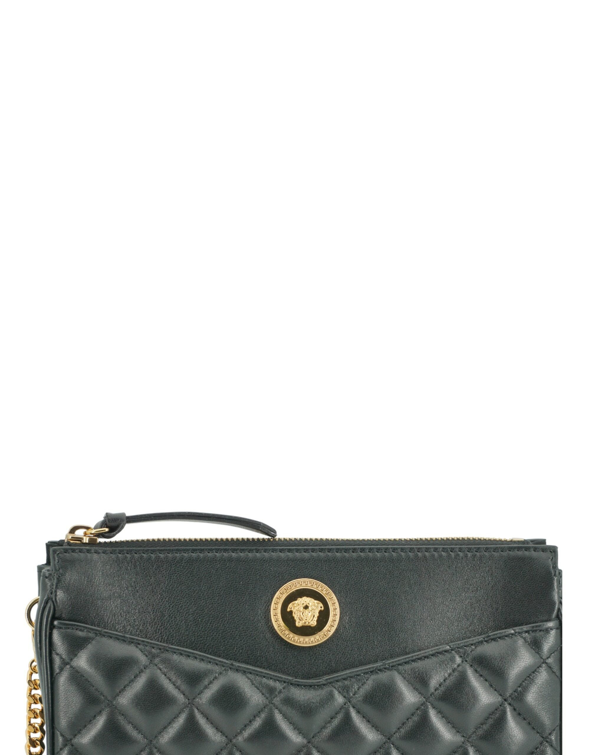 Versace Black Lamb Leather Pouch Crossbody Bag - DEA STILOSA MILANO