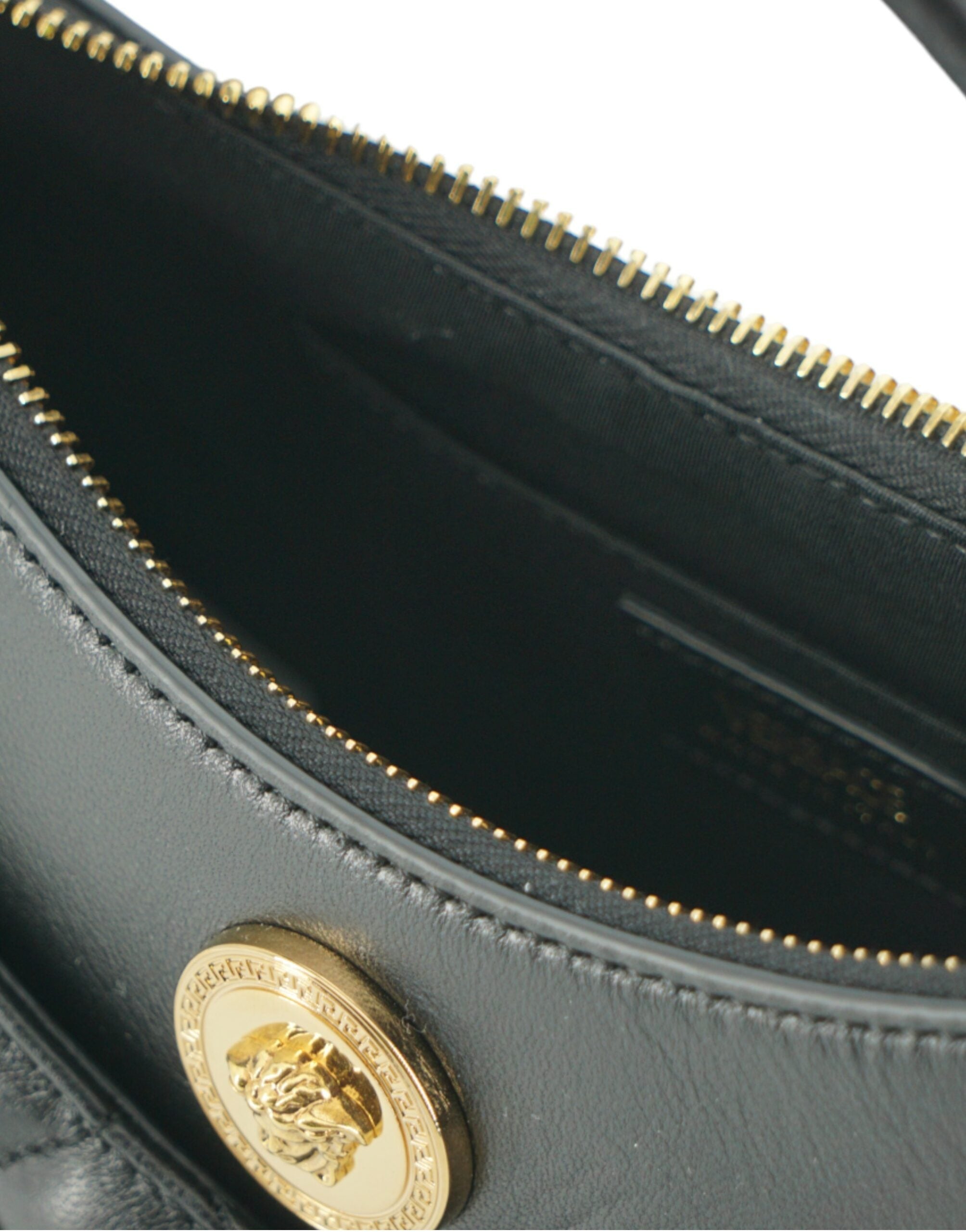 Versace Black Leather Half Moon Shoulder Bag - DEA STILOSA MILANO