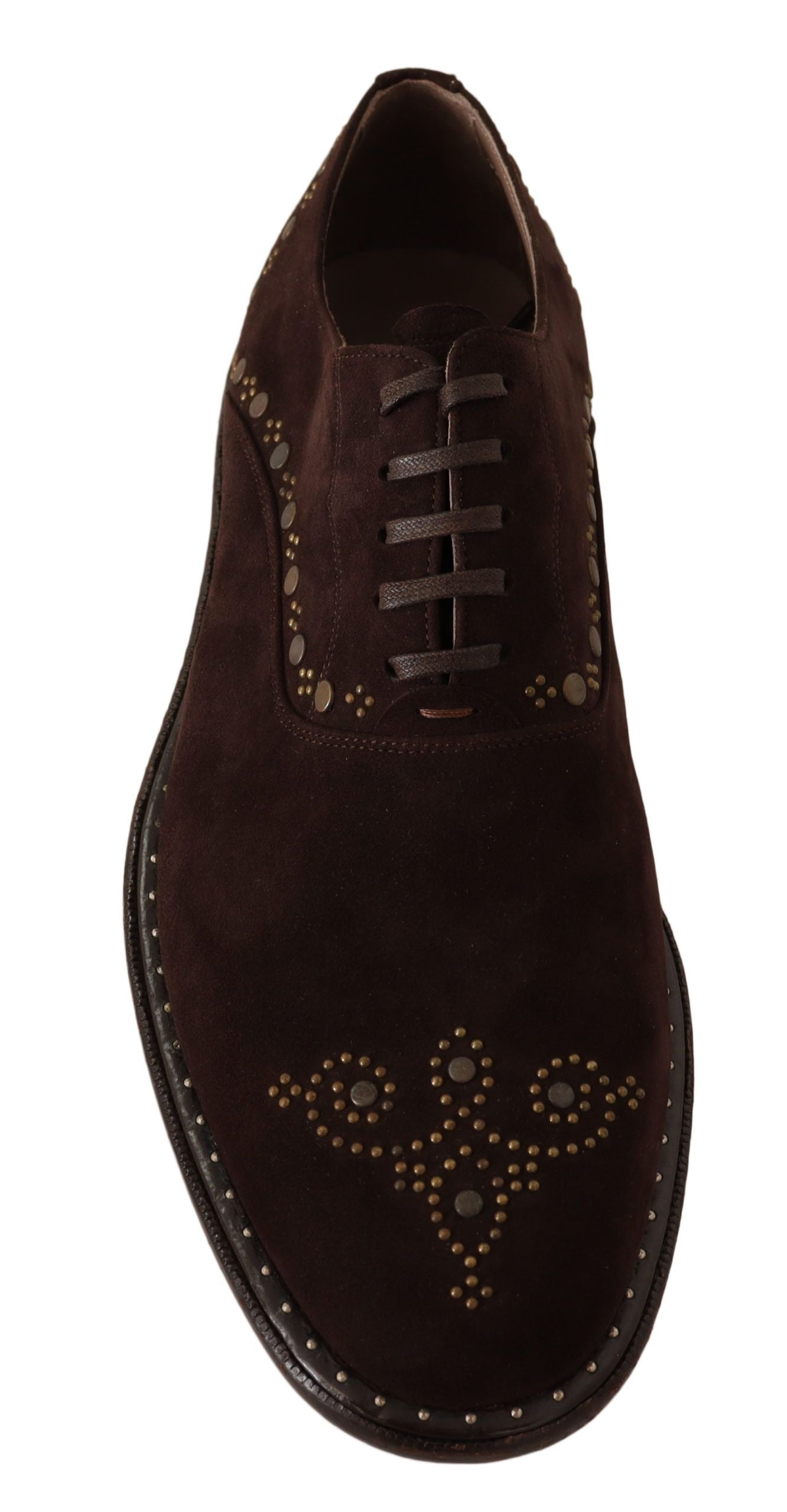 Dolce & Gabbana Elegant Brown Suede Studded Derby Shoes - DEA STILOSA MILANO