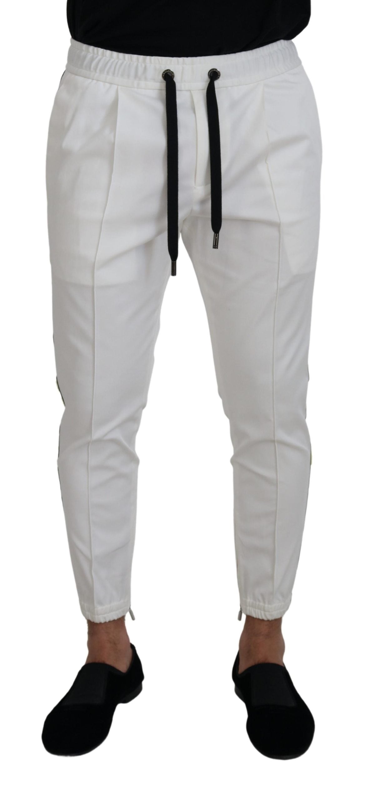 Dolce & Gabbana White Cotton DG Logo Jogger Pants - DEA STILOSA MILANO