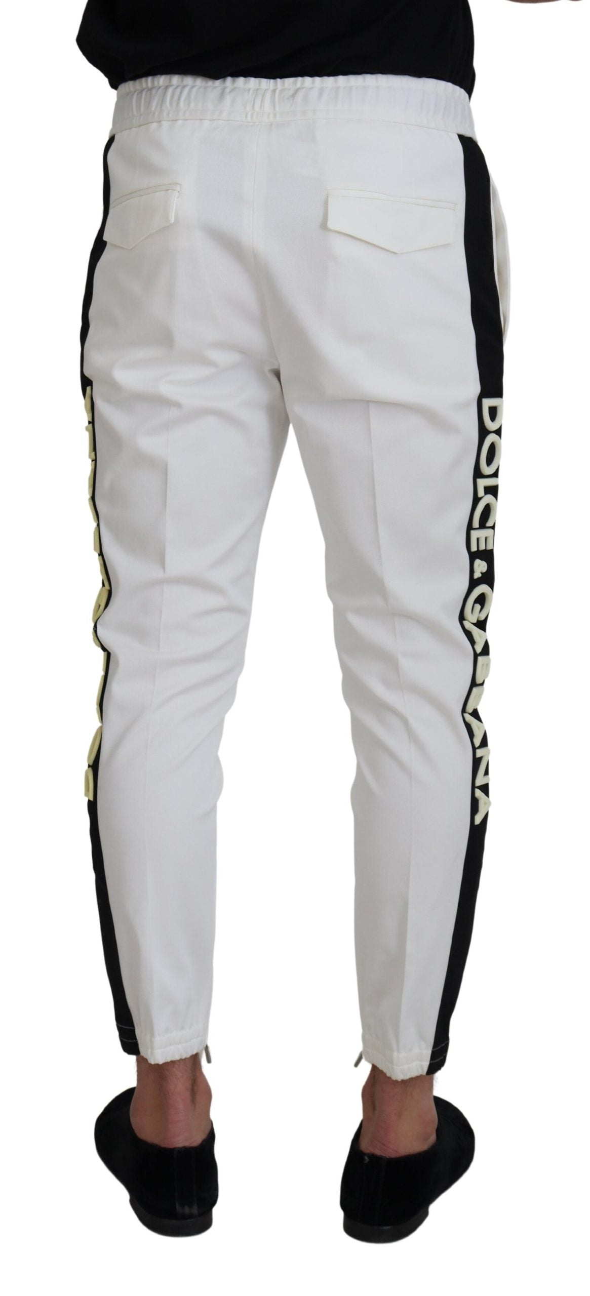 Dolce & Gabbana White Cotton DG Logo Jogger Pants - DEA STILOSA MILANO