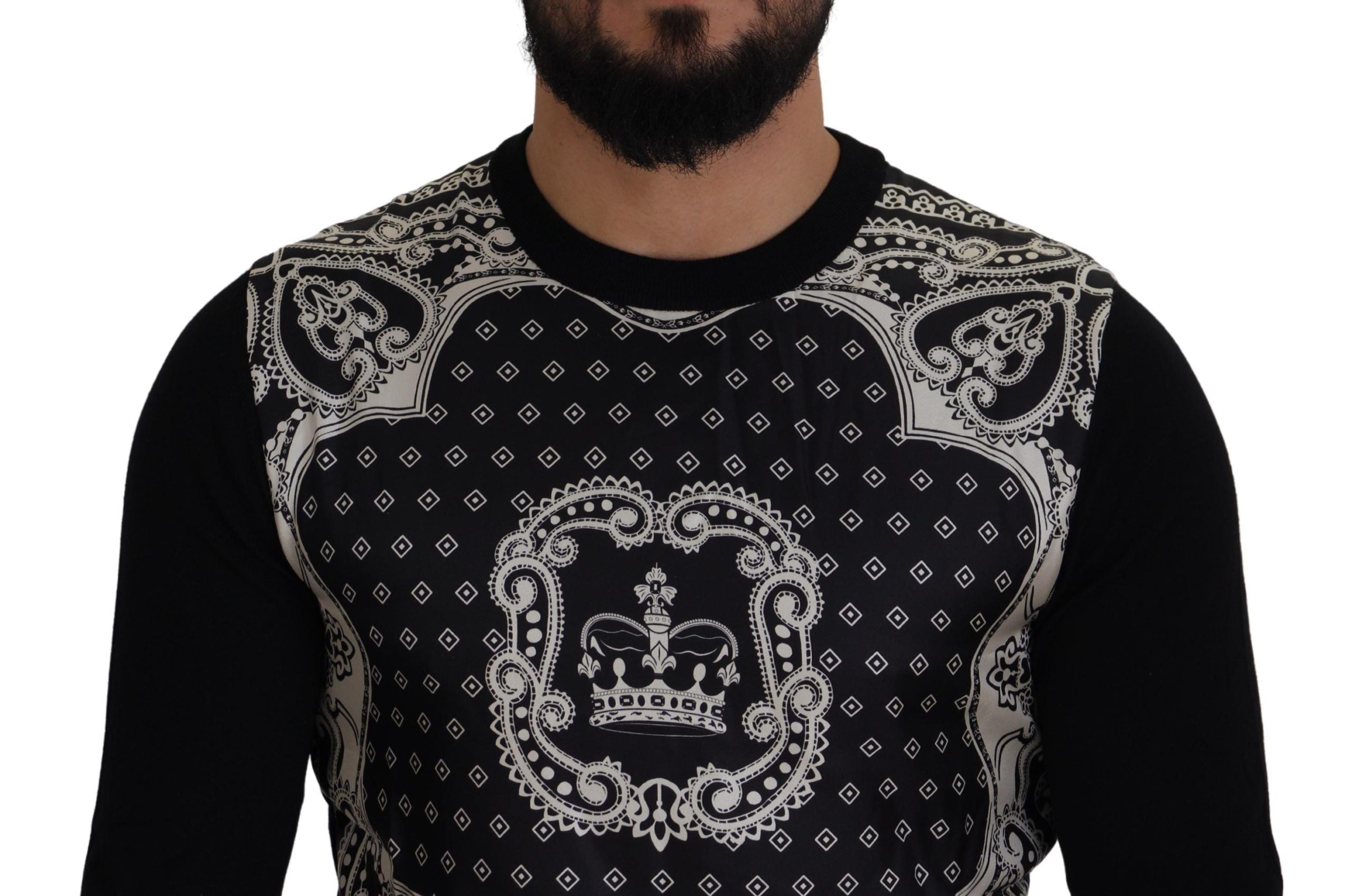 Dolce & Gabbana Black Bandana Crewneck Pullover Sweater - DEA STILOSA MILANO