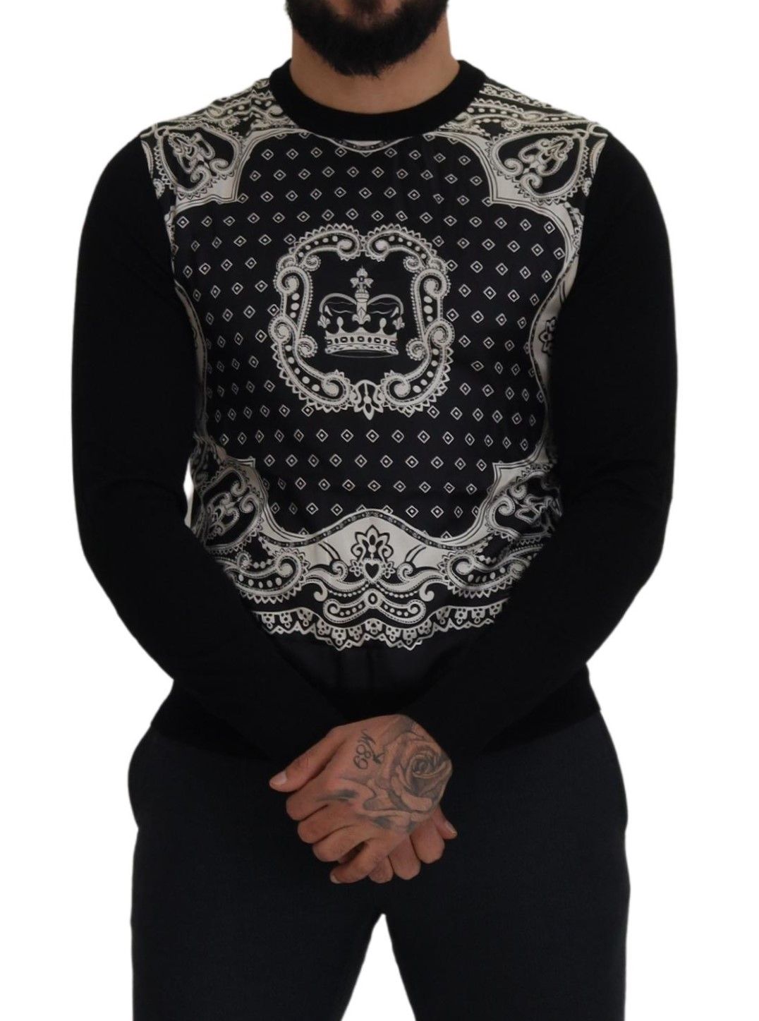 Dolce & Gabbana Black Bandana Crewneck Pullover Sweater - DEA STILOSA MILANO