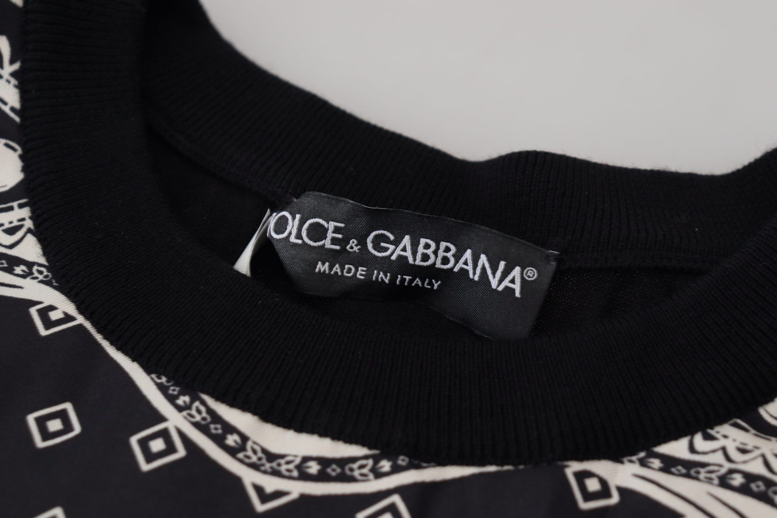 Dolce & Gabbana Black Bandana Crewneck Pullover Sweater - DEA STILOSA MILANO