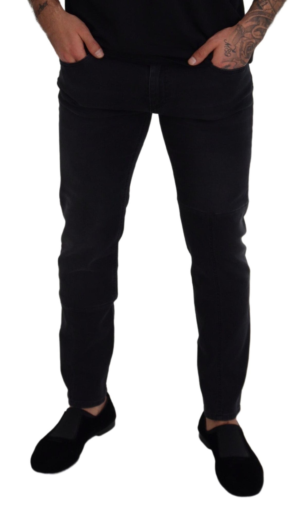 Dolce & Gabbana Black Cotton Patch Embroidery Denim Jeans - DEA STILOSA MILANO