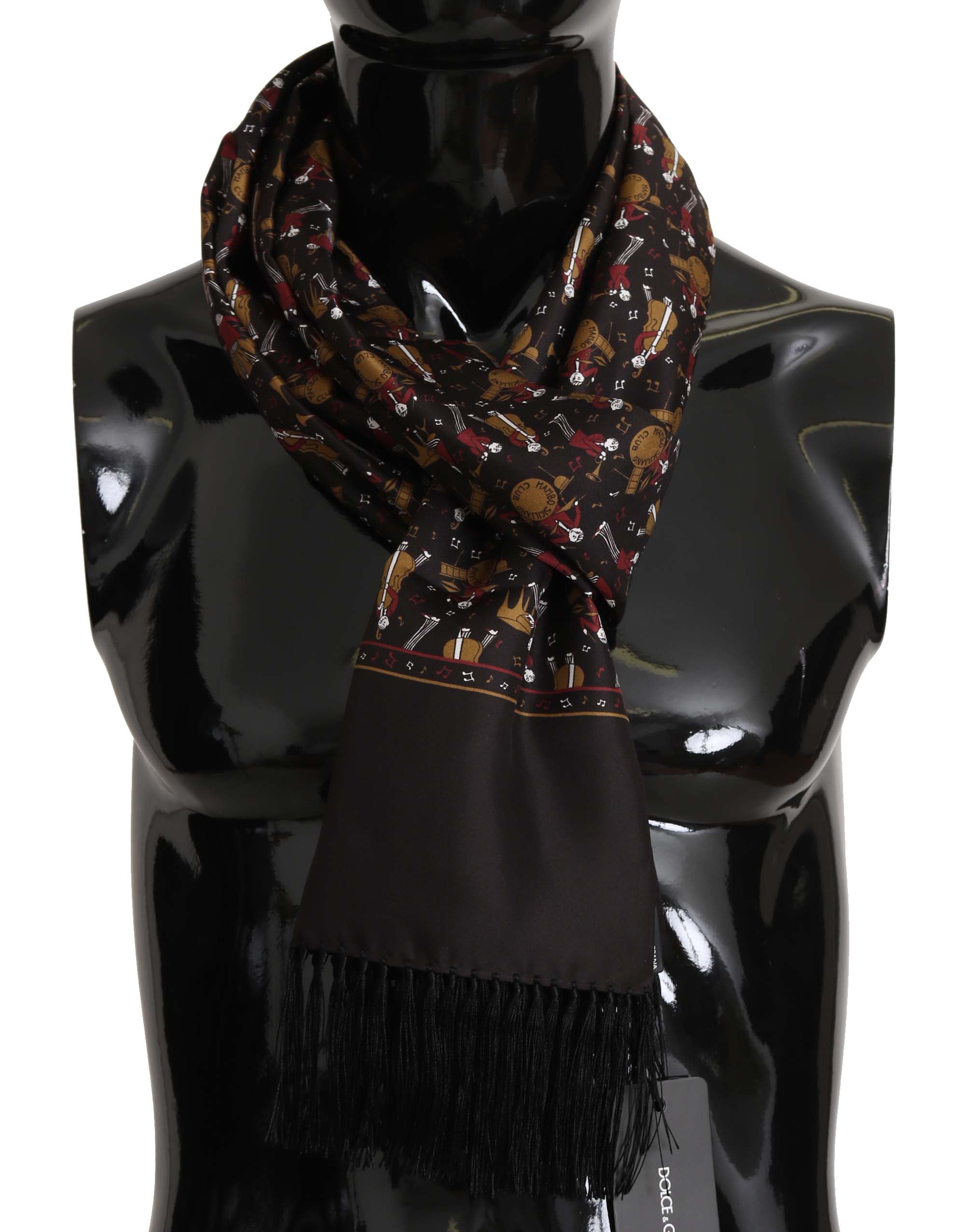 Dolce & Gabbana Brown Musicians Print Mens Scarf - DEA STILOSA MILANO